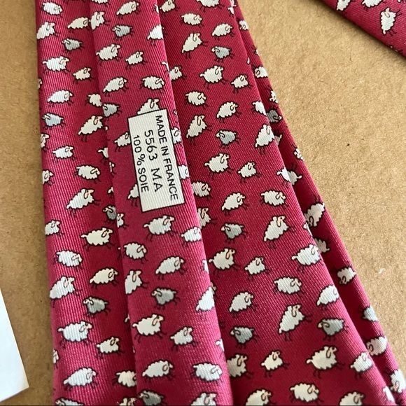 Hermes Hermes 5563MA Counting Sheep Printed Silk Tie Size ONE SIZE - 5 Thumbnail