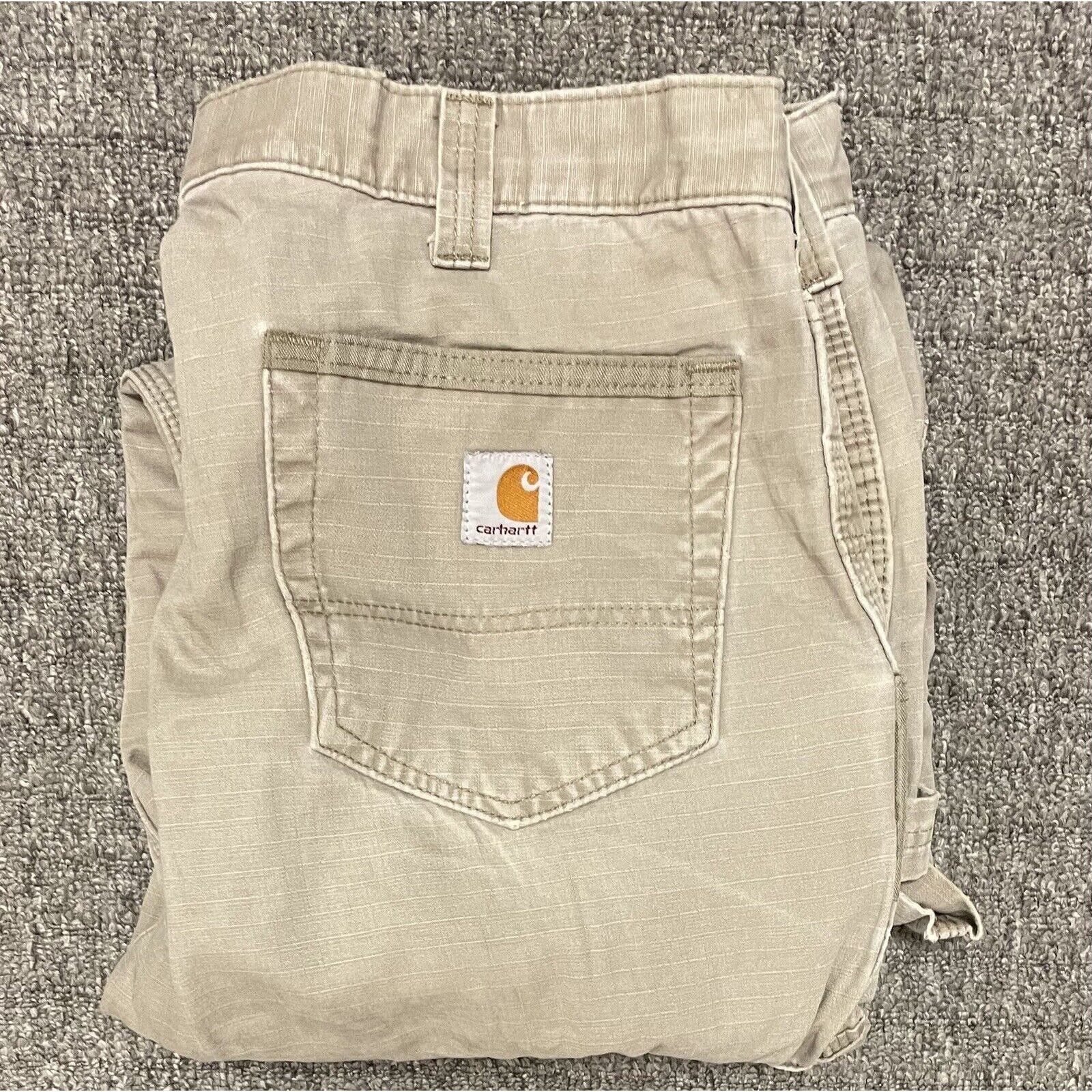 Carhartt × Vintage Carhartt Double Knee Cargo Pants 35x30 Tan Baggy Fit Skater Size US 35 - 5 Thumbnail