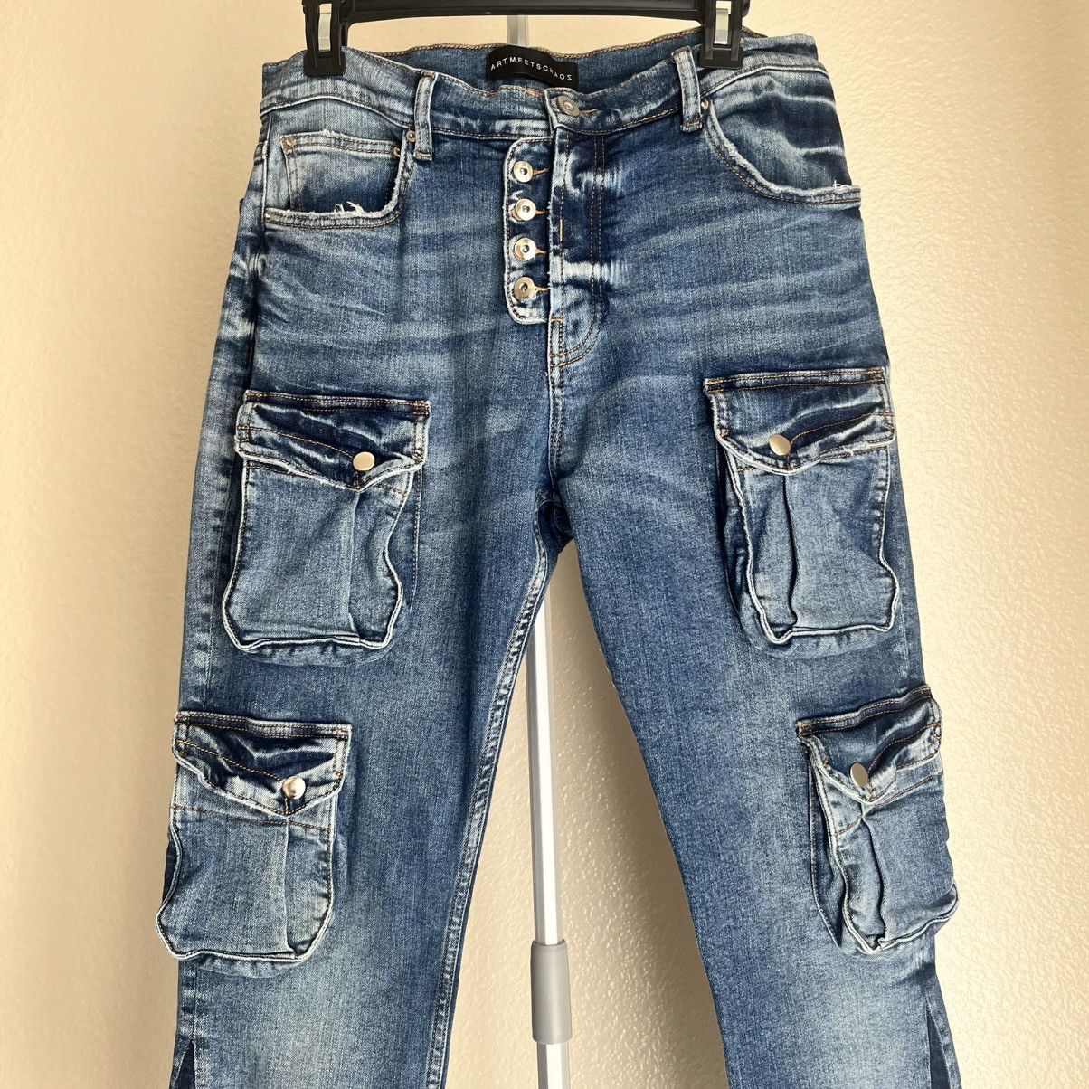Other Art Meets Chaos By Donwan Harrell “The Hip” Jeans Blue Sz 36 Size US 36 / EU 52 - 2 Thumbnail