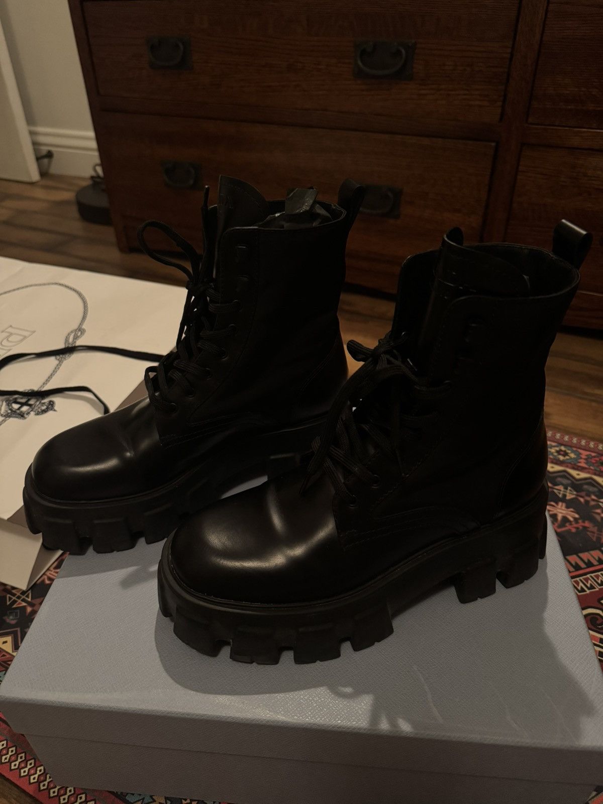 Prada Prada Monolith Combat Boots with pouches Size US 8 / IT 38 - 1 Thumbnail