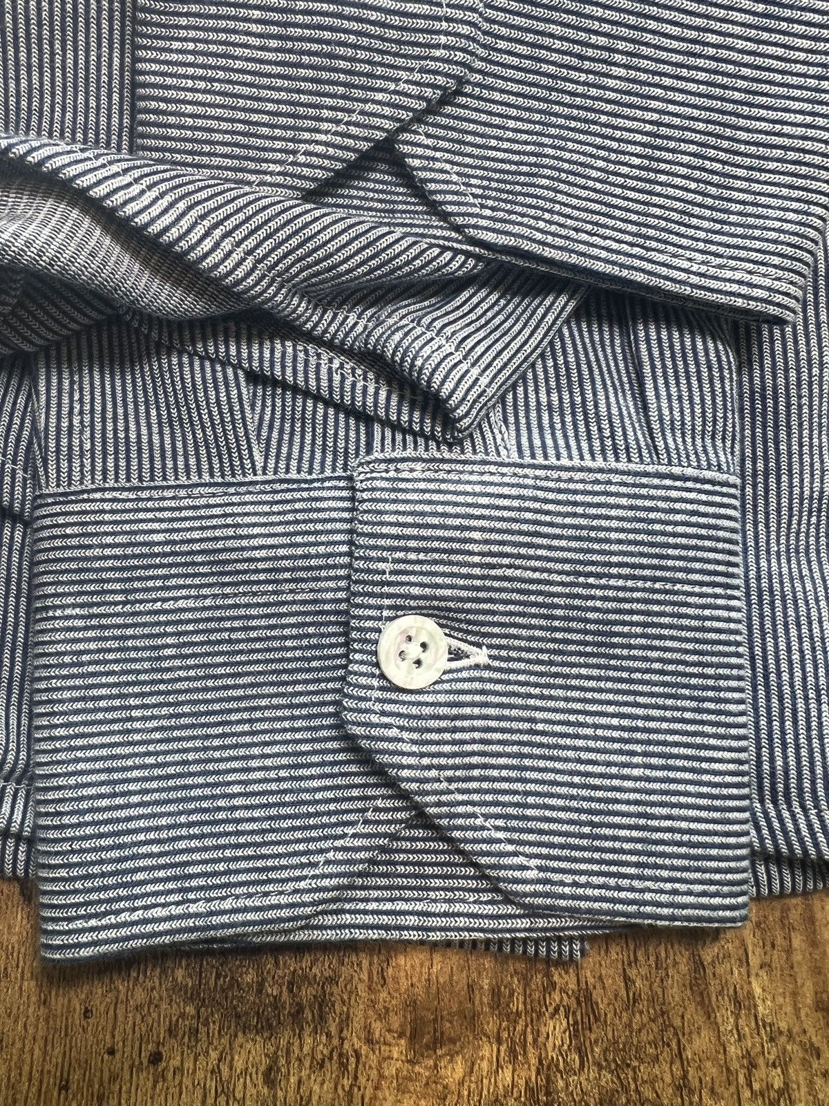 Maurizio Baldassari Maurizio Baldassari Brera Textured Micro‑Stripe Shirt – XL Size US XL / EU 56 / 4 - 8 Thumbnail
