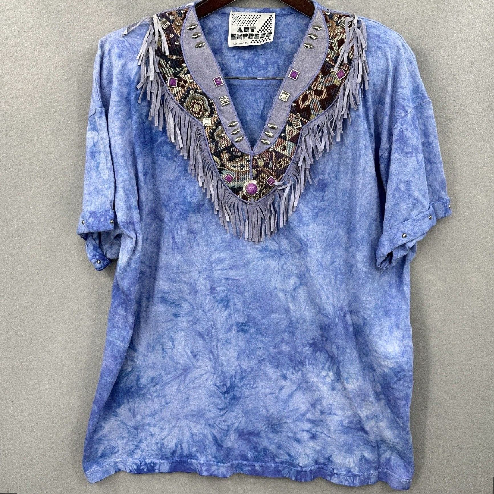 Express VTG Art Express Shirt Womens XL Fringe Western Cottagecore 90s y2k Los Angeles Size XL / US 12-14 / IT 48-50 - 4 Thumbnail