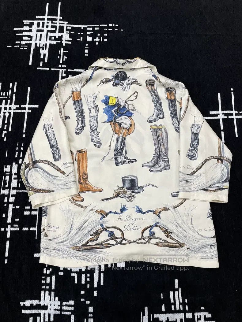 Hermes Hermes Silk Boot Print Collar Shirt Size XS / US 0-2 / IT 36-38 - 3 Thumbnail