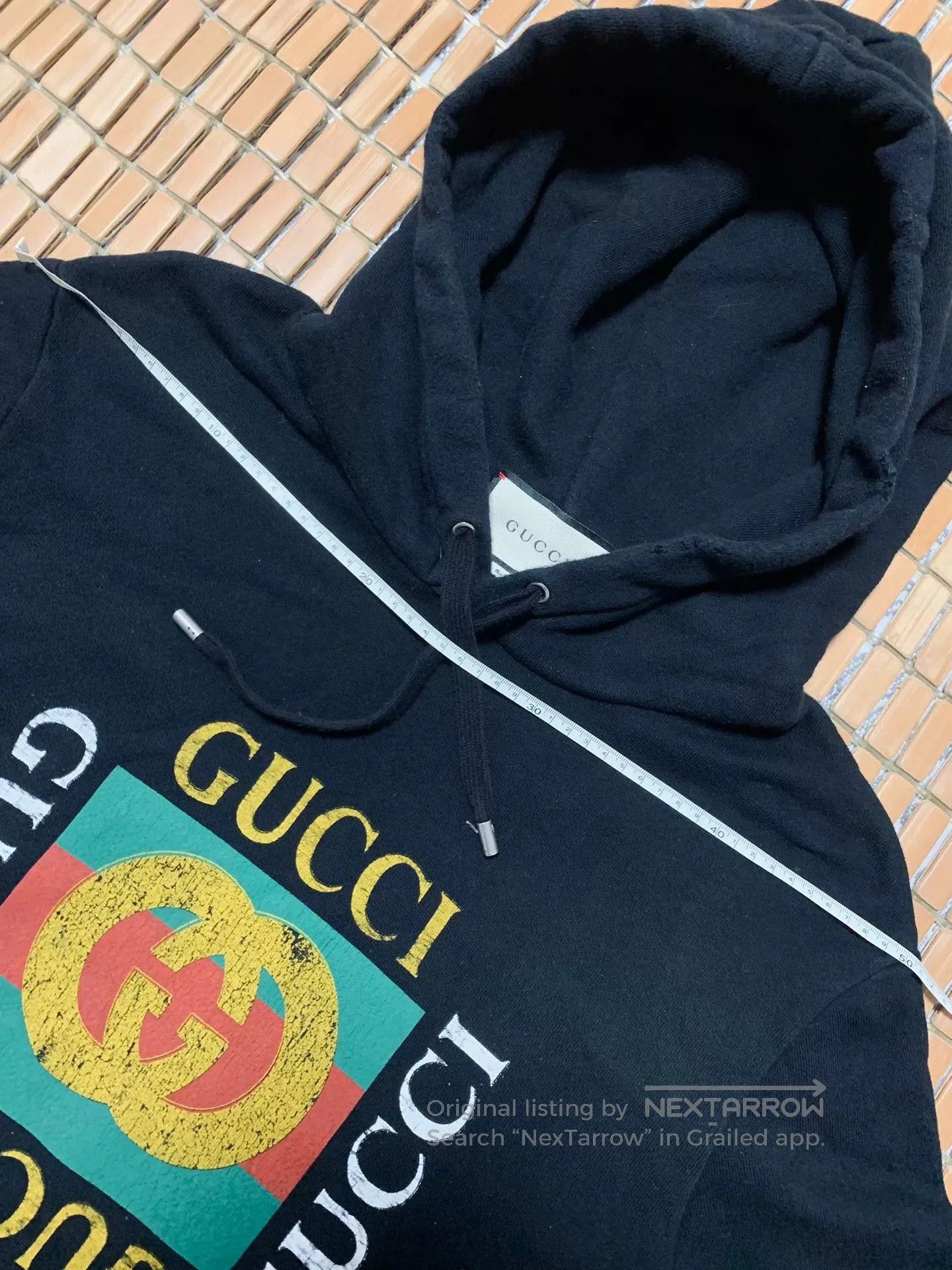 Gucci Gucci Black Distressed Logo Print Hoodie. Size US M / EU 48-50 / 2 - 6 Thumbnail