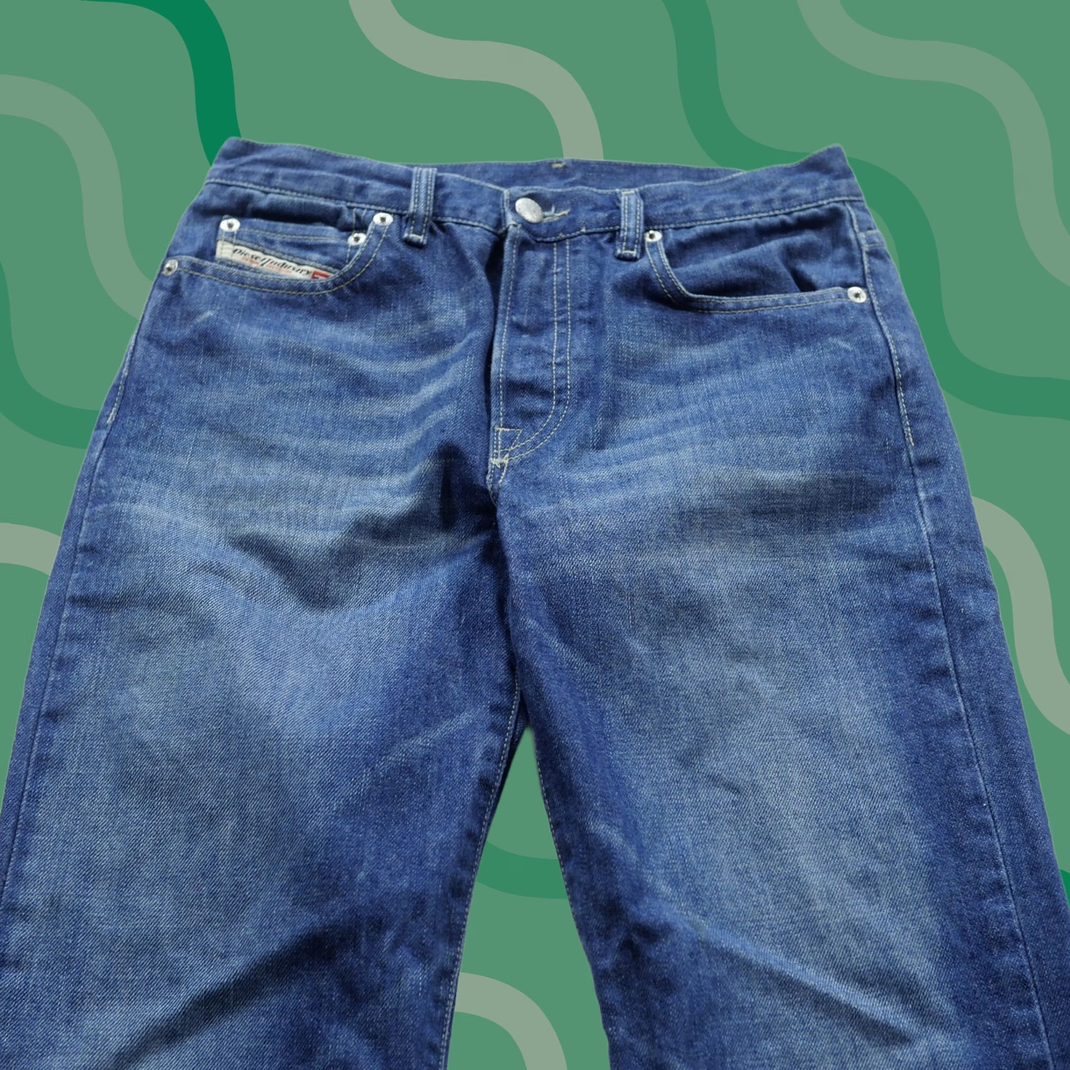 Diesel Diesel Jeans Mens 27x29 Light Wash Blue Denim Button Fly Logo 5-Pocket Regular Jeans Size US 27 - 1 Thumbnail