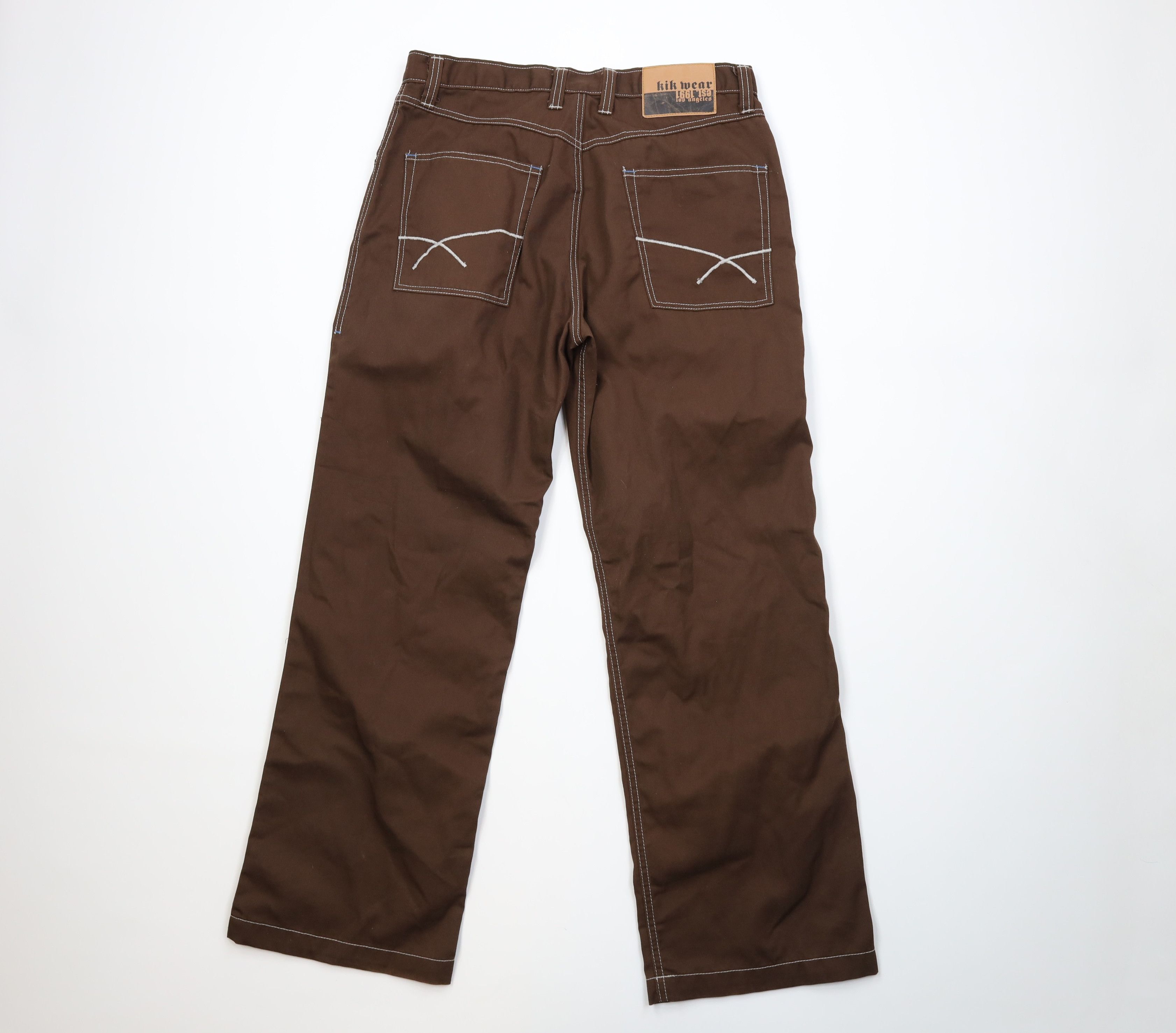 Vintage Vintage 90s Y2K Kikwear Wide Leg Skateboard Pants Brown USA Size US 34 / EU 50 - 9 Thumbnail