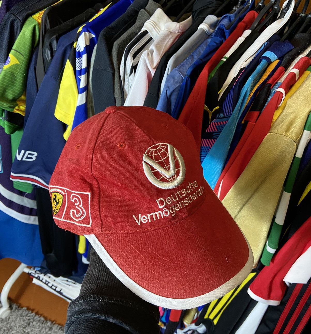 Ferrari × Vintage FERRARI GERMANY RACING NASCAR Y2K VELVET CAP MENS Size ONE SIZE - 1 Thumbnail