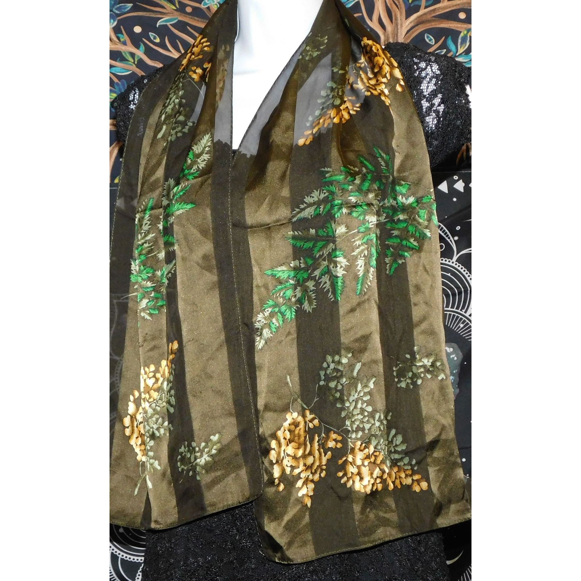 Other Elaine Gold Silk Scarf With Floral Design In Green & Gold 60 Size ONE SIZE - 4 Thumbnail