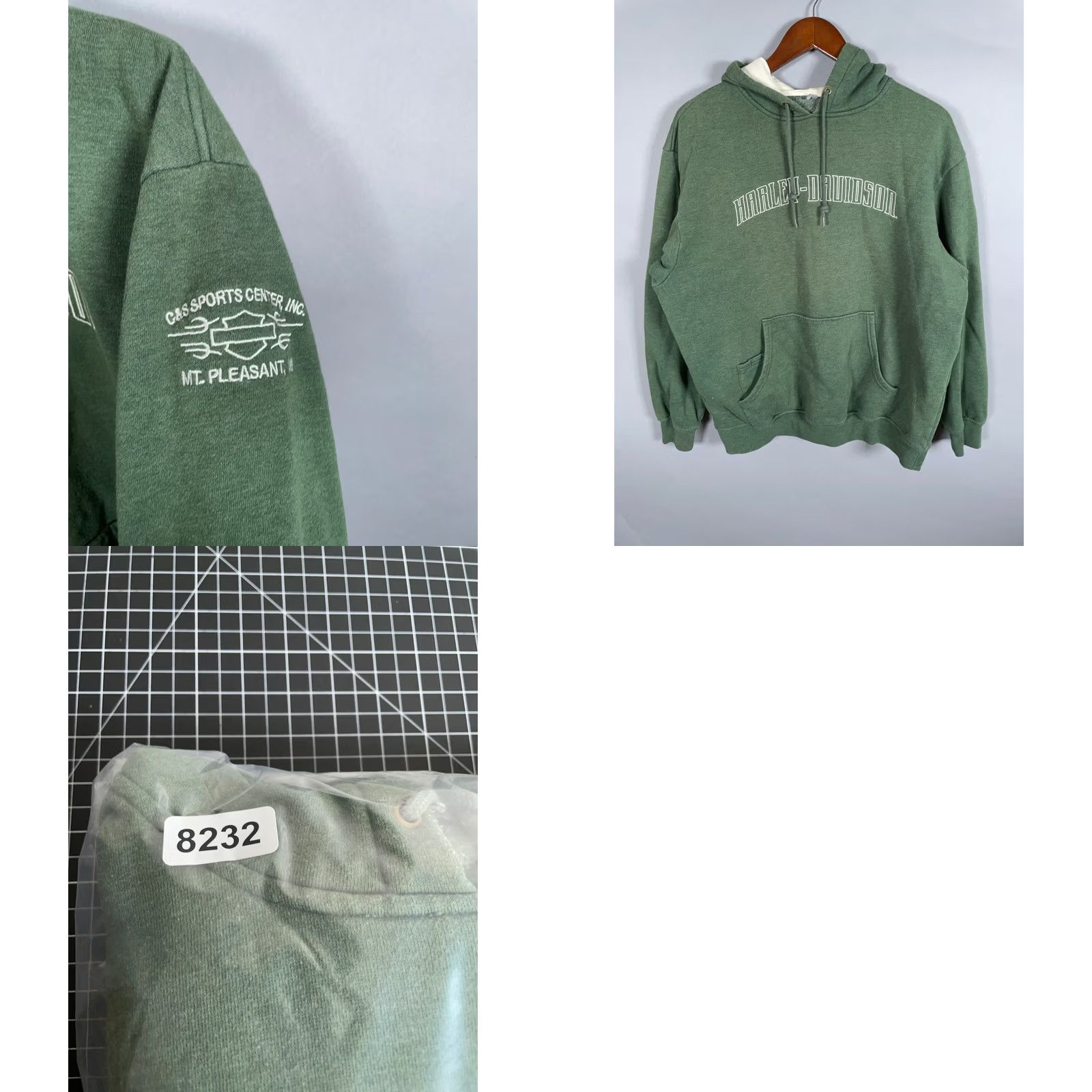 Harley Davidson Harley-Davidson Hoodie Mens Medium Green Drawstring Sweatshirt Embroidered Size US M / EU 48-50 / 2 - 9 Thumbnail
