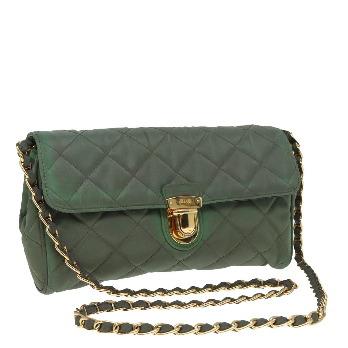 Prada PRADA Chain Quilted Shoulder Bag Nylon Khaki Gold Size ONE SIZE - 1 Thumbnail