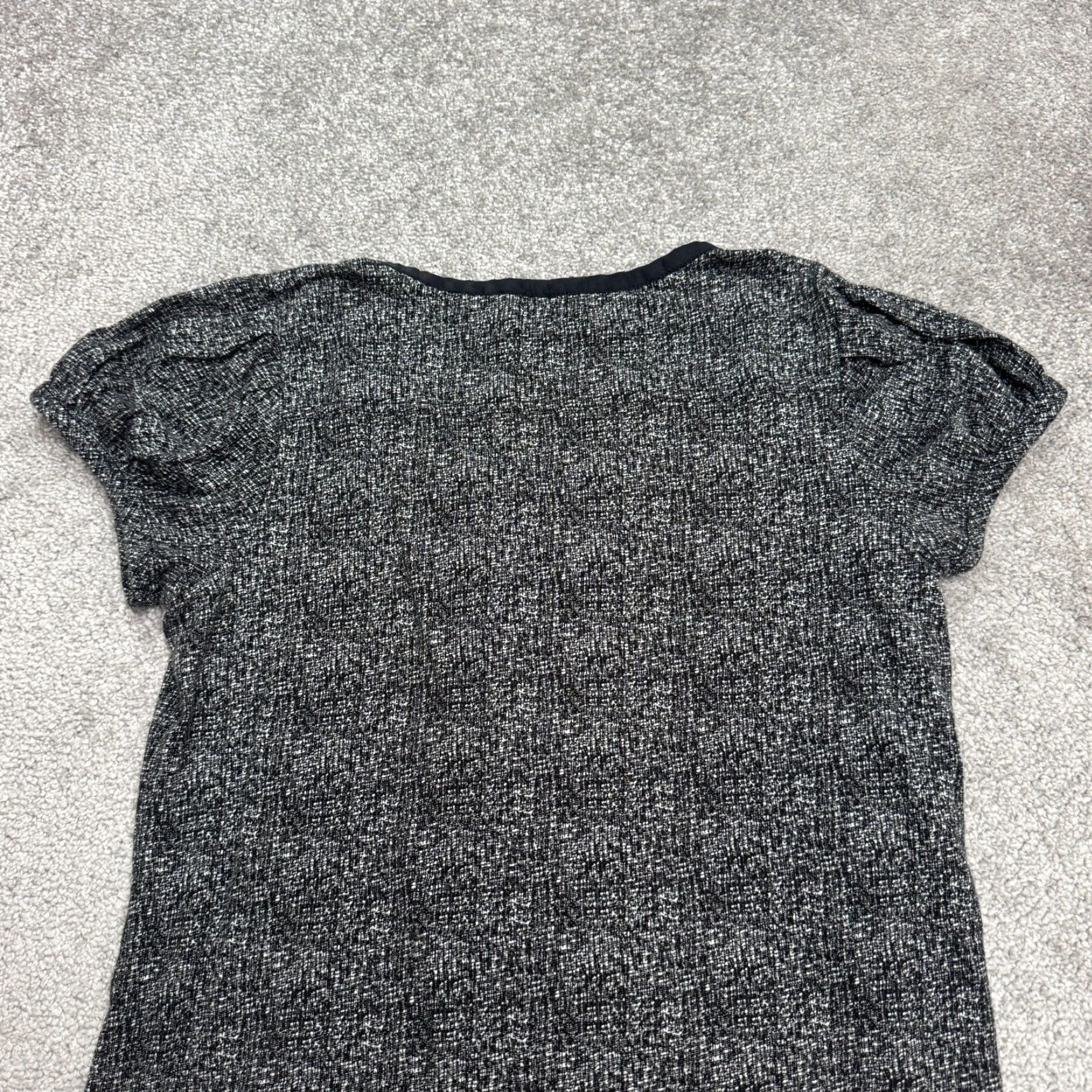 Theory Theory Tweed Silk Midi Shift Dress Womens XS Black White Ruffle Short Sleeve Round Neck Size XS / US 0-2 / IT 36-38 - 4 Thumbnail