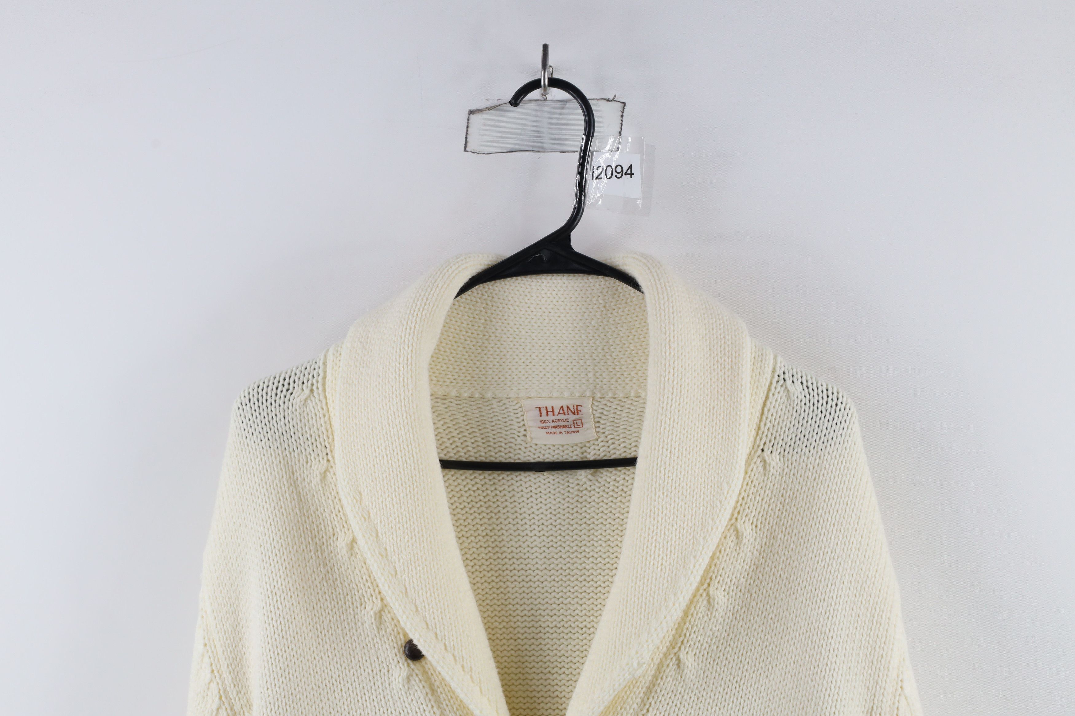 Vintage Vintage 70s Streetwear Knit Shawl Cardigan Sweater Cream Size L / US 10 / IT 46 - 2 Thumbnail