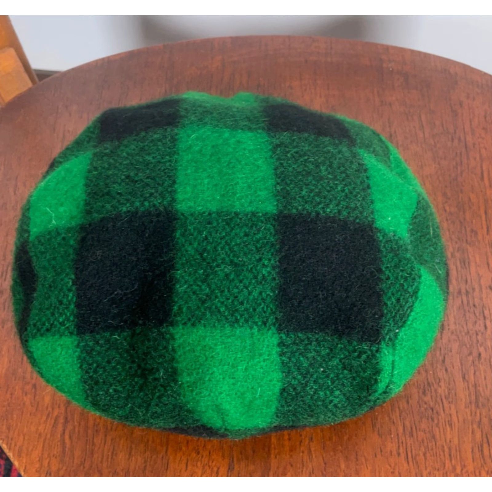 Vintage VINTAGE Wool Newsboy Cap Adult Medium Green Black Buffalo Plaid Cabbie Size ONE SIZE - 5 Thumbnail