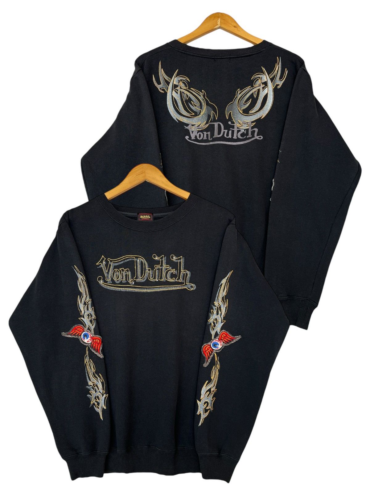 Von Dutch Vintage Von Dutch Eye Flame Black Sweatshirt Size US L / EU 52-54 / 3 - 1 Thumbnail