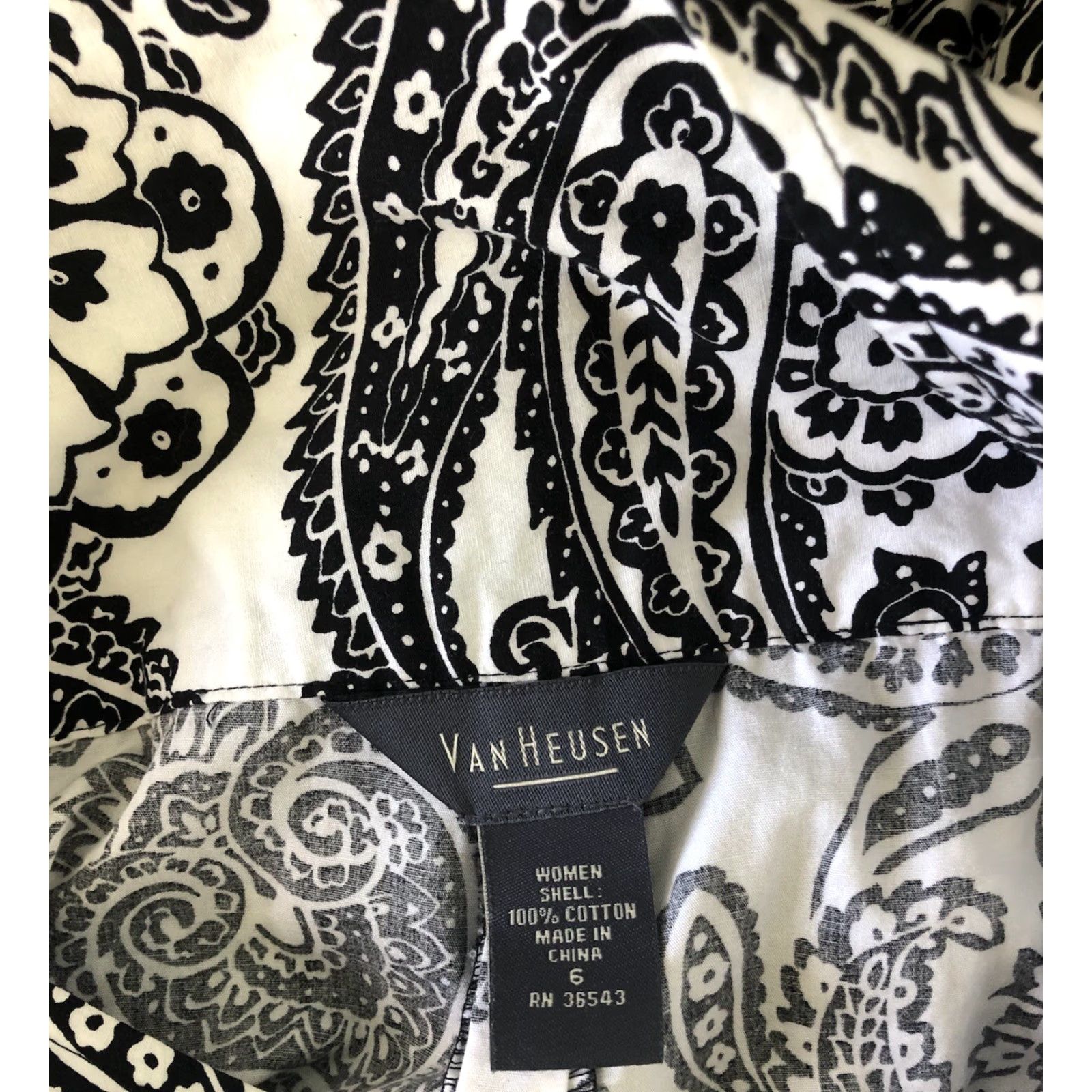 Van Heusen Van Heusen Midi Skirt 6 Blk/Wht Paisley 30"W Flare A-Line Pleated Career Boho Size 28" / US 6 / IT 42 - 3 Thumbnail