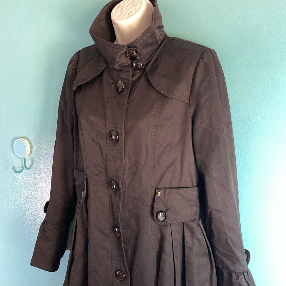 Guess Guess Womens Size M Black Button Front Trench Coat Size M / US 6-8 / IT 42-44 - 1 Thumbnail