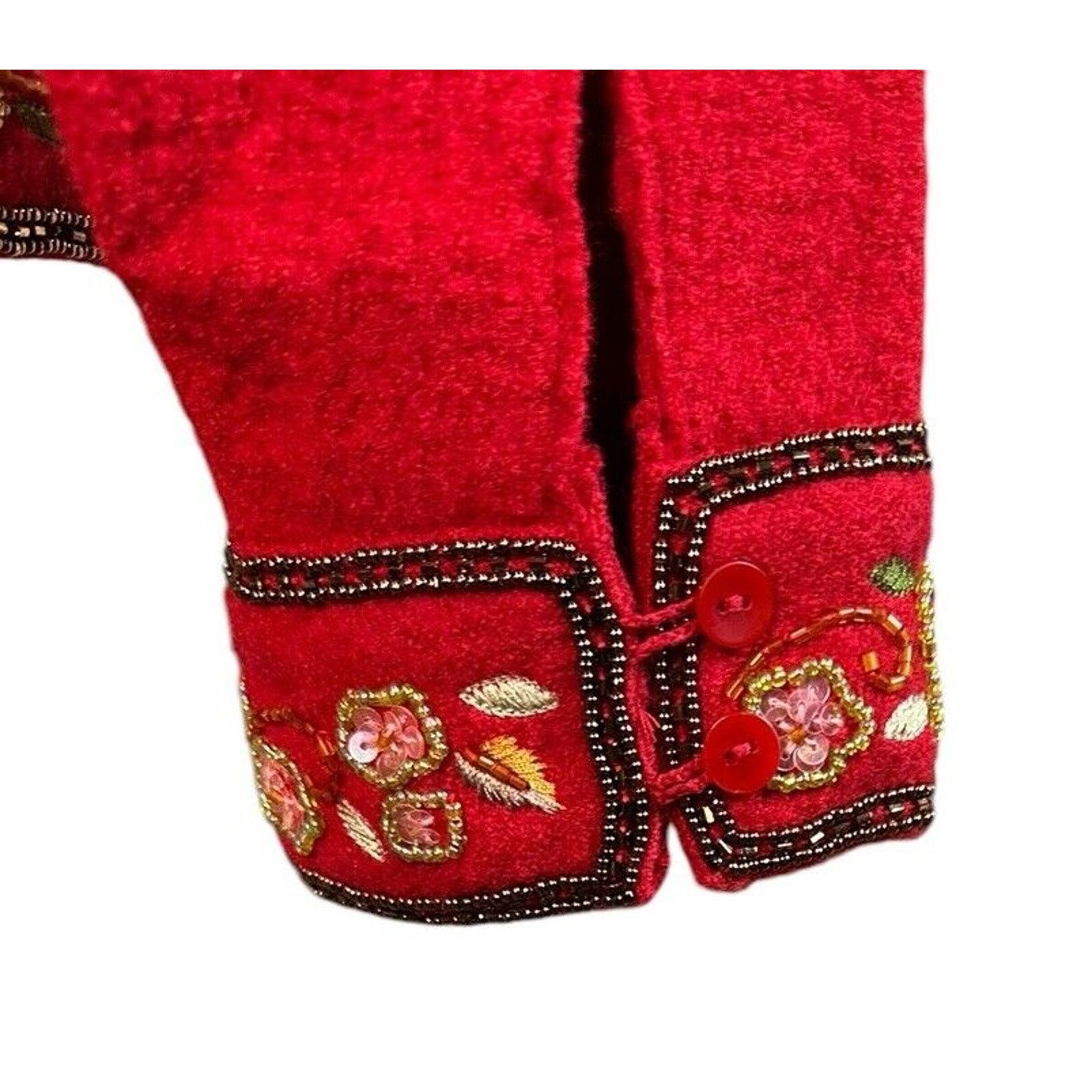 Other Vintage Talbots Red Boiled Wool Sweater Jacket Beaded Sz PL Size L / US 10 / IT 46 - 8 Thumbnail