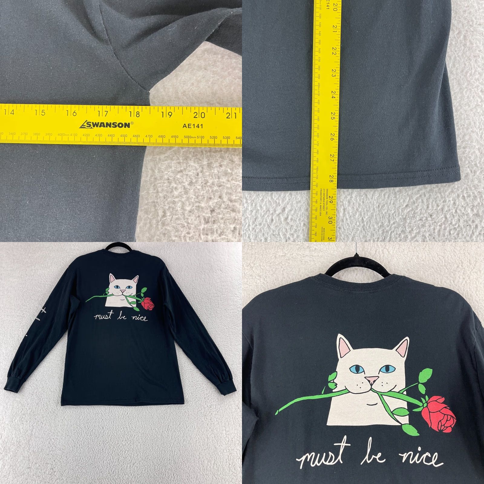 RIPNDIP RIPNDIP T-Shirt Mens M Black Romantic Nerm Long Sleeve Crew Neck Cotton Size US M / EU 48-50 / 2 - 8 Thumbnail