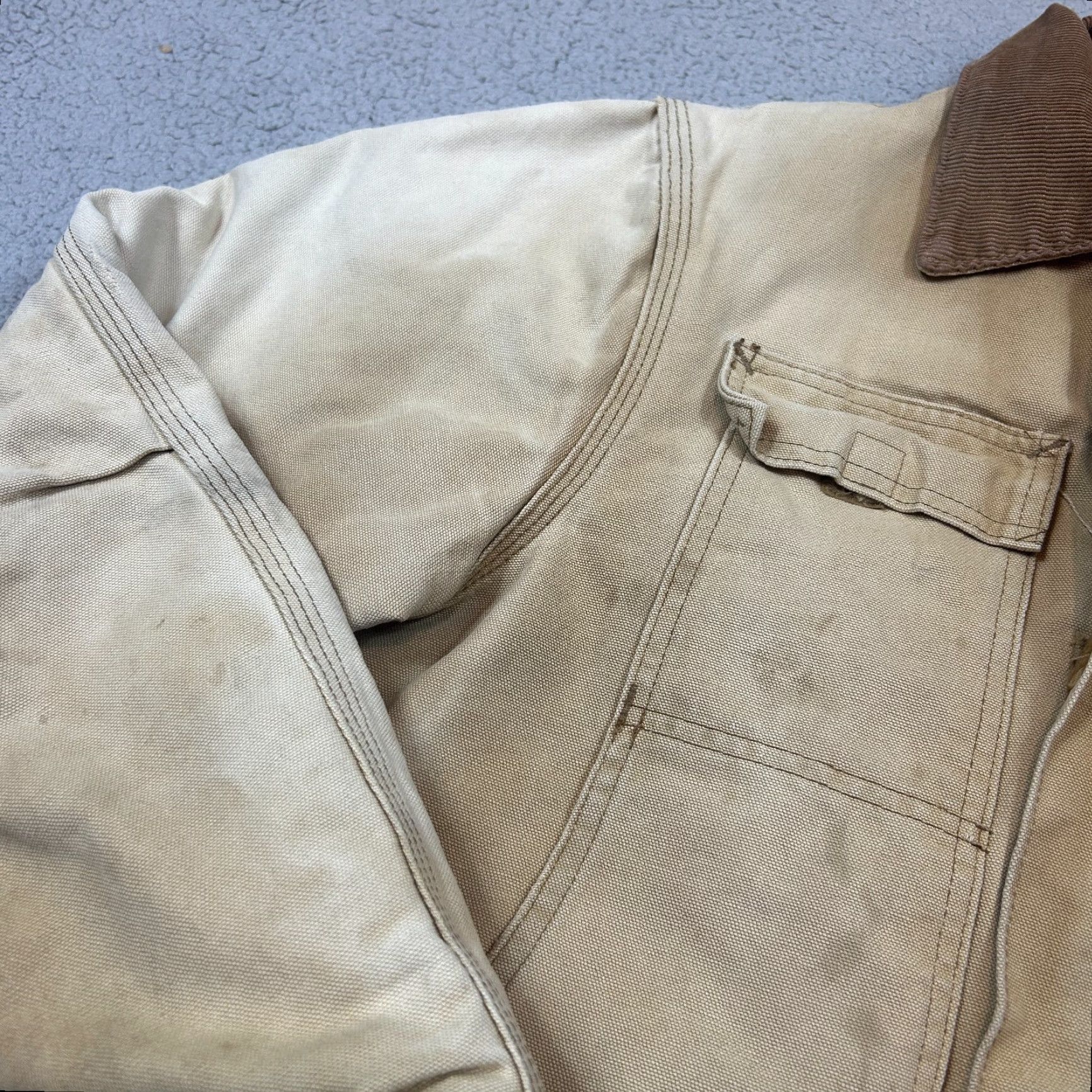 Carhartt VINTAGE Carhartt Jacket Mens Small Corduroy Bomber Insulated Beige Detroit Collar Size US S / EU 44-46 / 1 - 3 Thumbnail