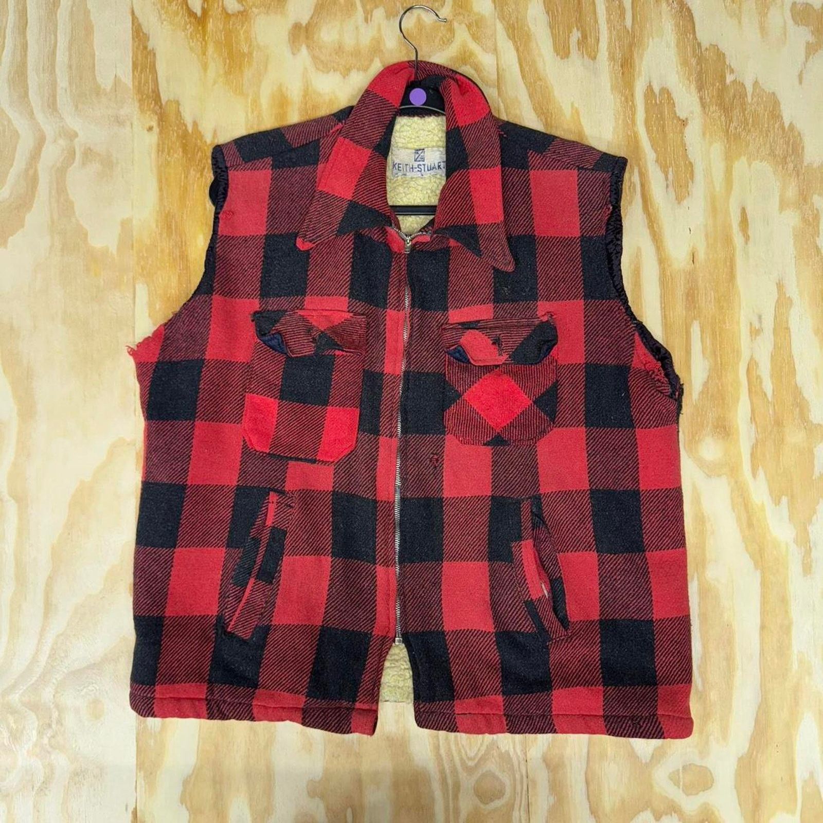 Vintage Medium - Vintage 70s flannel vest sherpa lined keith stuart Size US M / EU 48-50 / 2 - 1 Thumbnail
