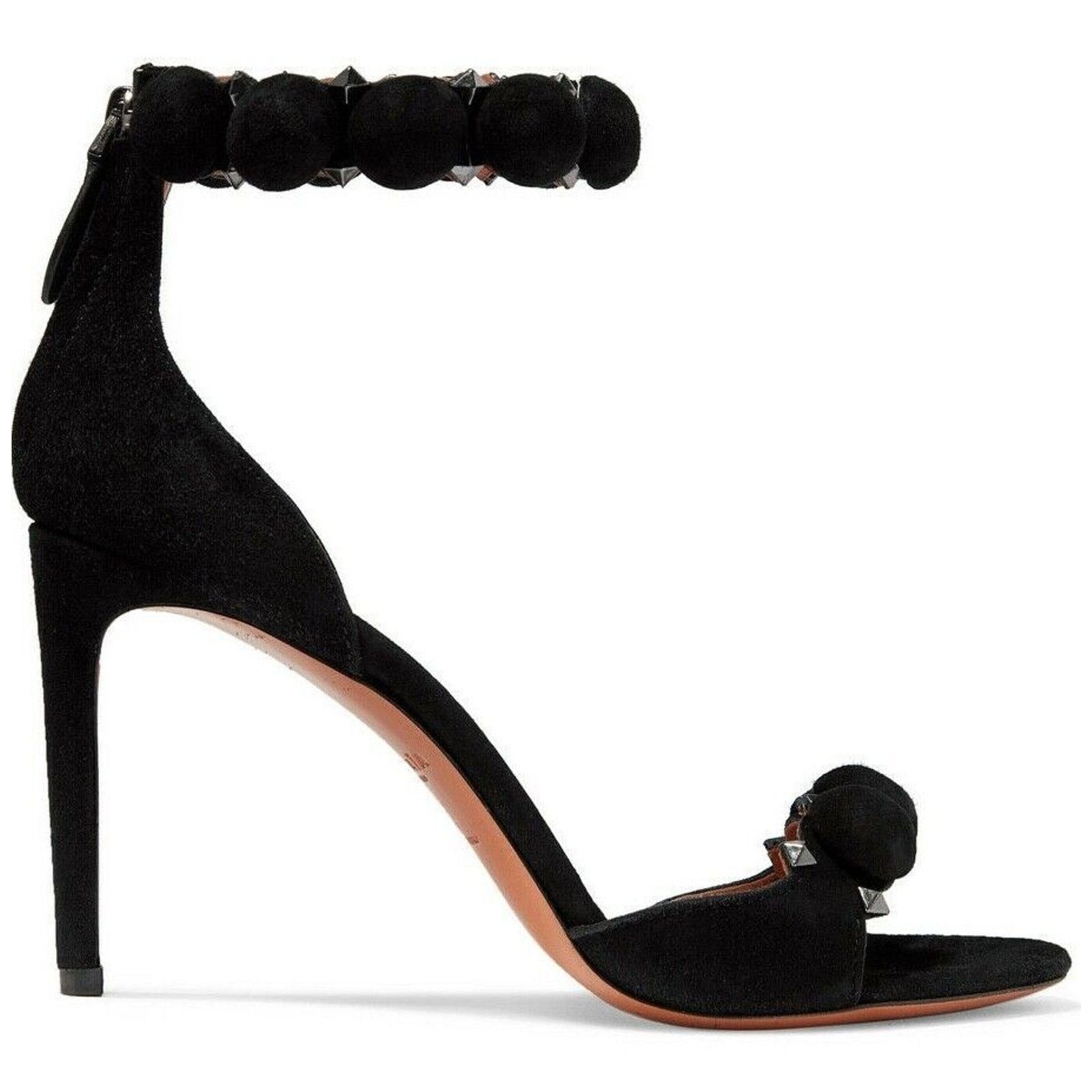 Alaia 90mm Studded Pom Pom Ankle Strap Sandal Heel Pump 37 Size US 7 / IT 37 - 2 Thumbnail