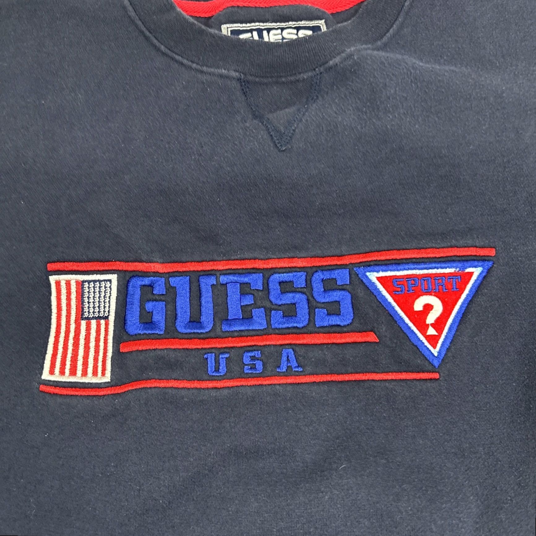 Guess VINTAGE GUESS Sports USA Embroidered Spellout Sweatshirt Crewneck Mens XXL Blue Size US XXL / EU 58 / 5 - 2 Thumbnail