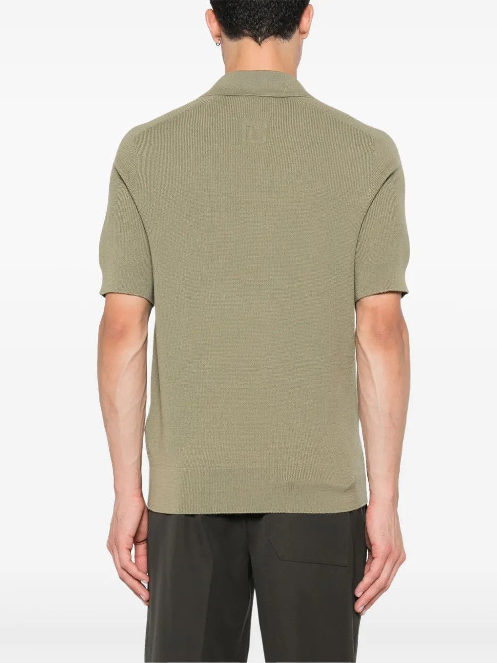 Balmain o1s1wg110925 Short Sleeve Merino Polo Shirt in Khaki/Green Size US XL / EU 56 / 4 - 3 Thumbnail