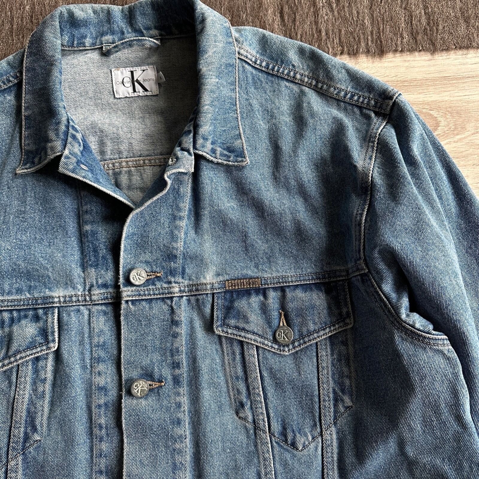 Calvin Klein Calvin Klein USA Made Vintage 90s Men's Light Blue Denim Jac Size US XL / EU 56 / 4 - 2 Thumbnail