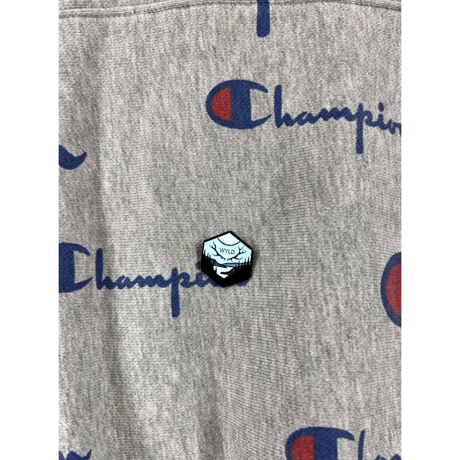 Champion Champion Hoodie Mens Large Gray All Over Print Pockets Zip Full Zip Cotton Polyester Jersey Logo __ Size US L / EU 52-54 / 3 - 6 Thumbnail