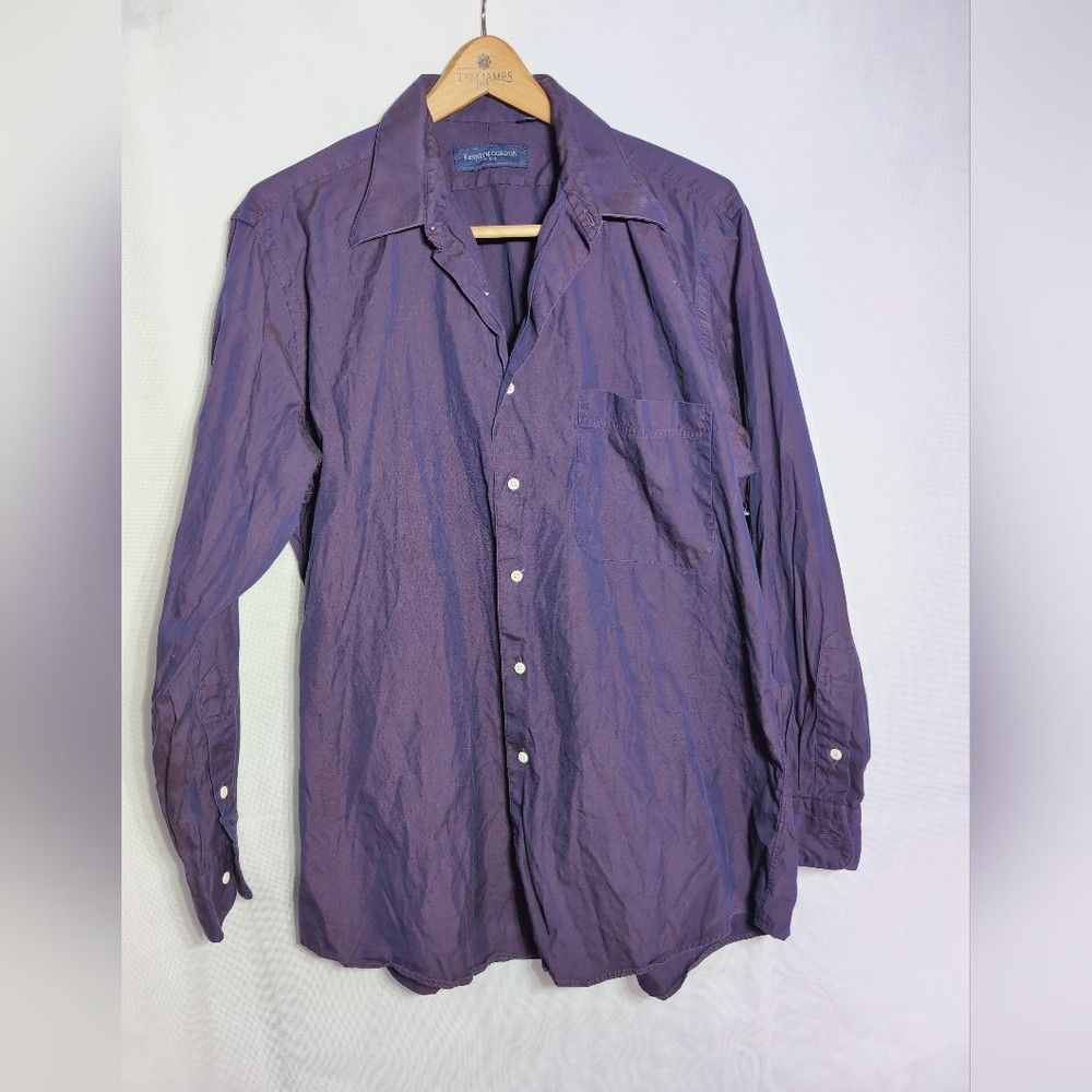Designer Vintage Kenneth Gordon 16.5-34 Purple Cotton Button-Up Shir Size US L / EU 52-54 / 3 - 2 Thumbnail