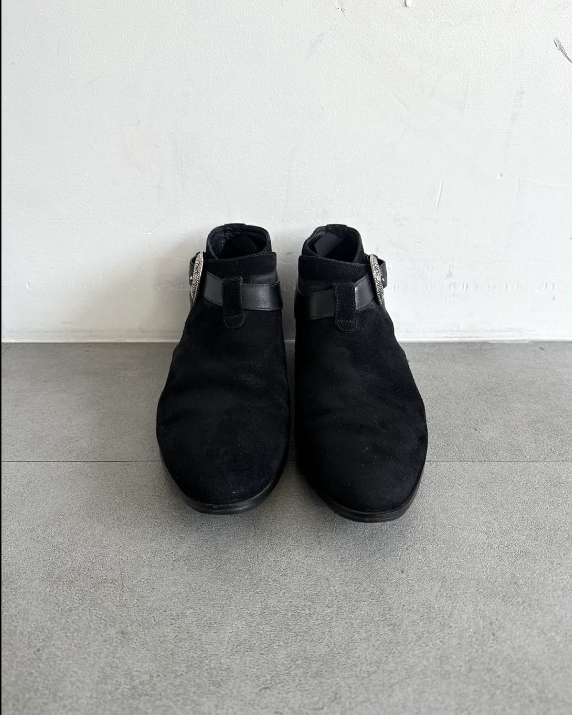 Saint Laurent Paris Black Suede Jodpur Western Buckle Boots Size US 7.5 / EU 40-41 - 2 Thumbnail