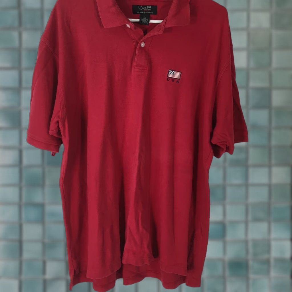 Vintage C And B Sport Red Casual Regular Short Sleeve Collared Polo T Shirt Size XLT Mens Size US XL / EU 56 / 4 - 1 Thumbnail