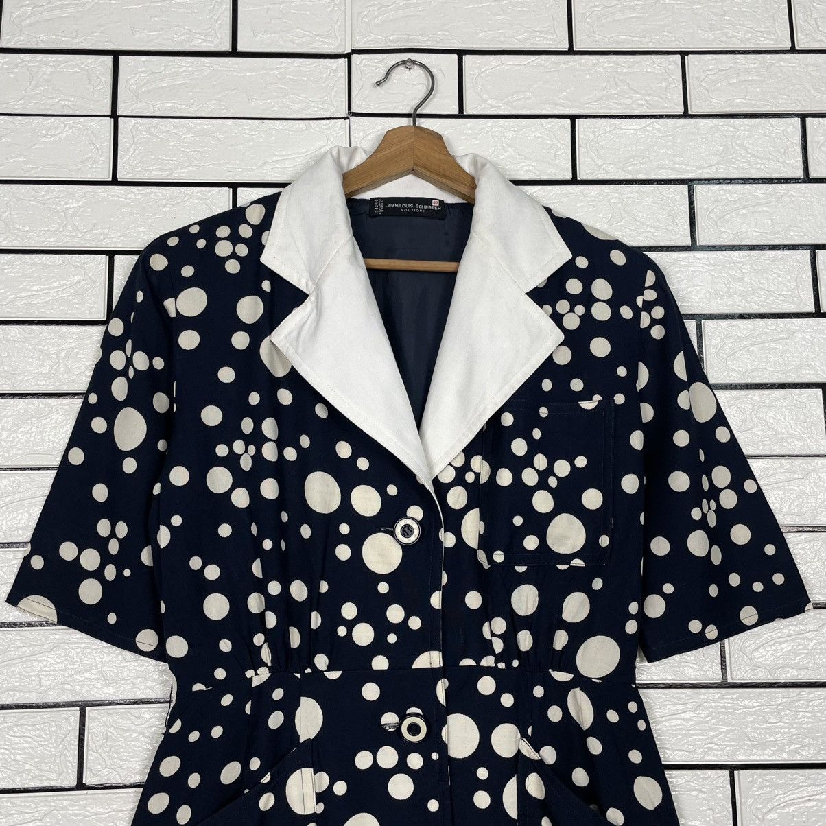 Jean-Louis Scherrer Vintage 80s Jean Louis Scherrer Polka Dot Design Dress Size M / US 6-8 / IT 42-44 - 2 Thumbnail