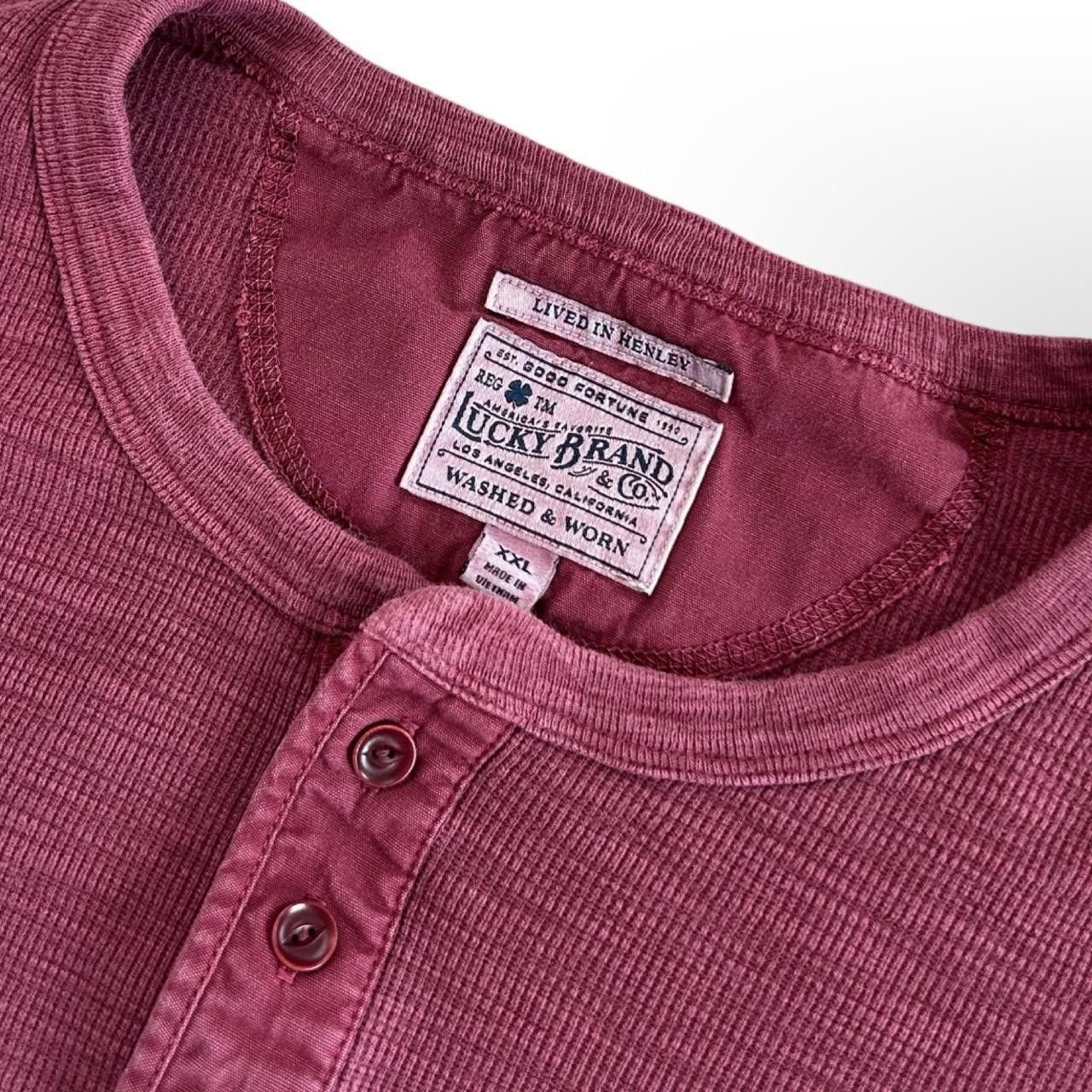 Lucky Brand Vintage Lucky Brand Maroon Faded Long Sleeve Henley Size US XXL / EU 58 / 5 - 5 Thumbnail