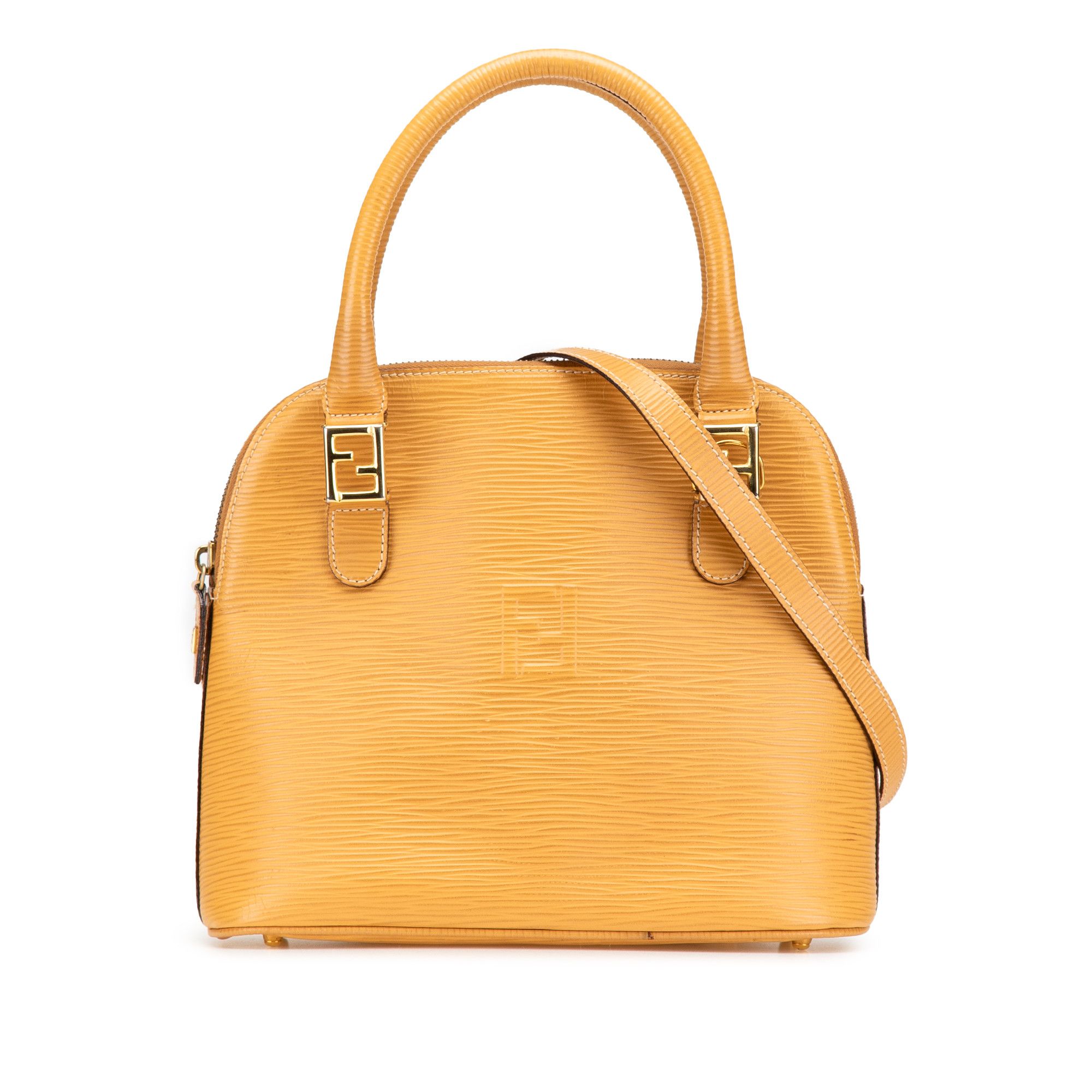Fendi Leather Top Handle Bag in Yellow, Women's