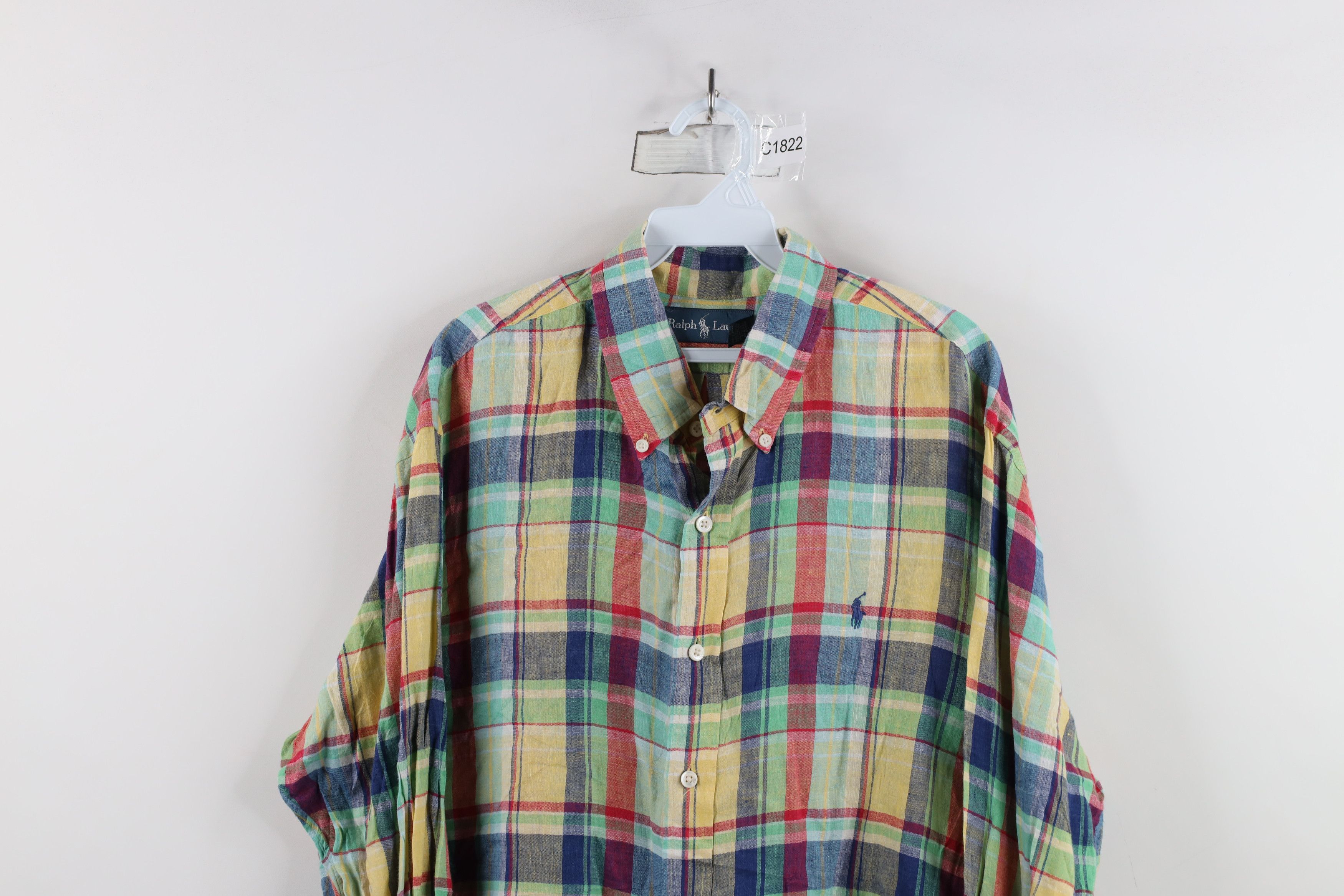 Ralph Lauren × Vintage Vintage 90s Ralph Lauren Rainbow Plaid Button Down Shirt Size US XL / EU 56 / 4 - 2 Thumbnail