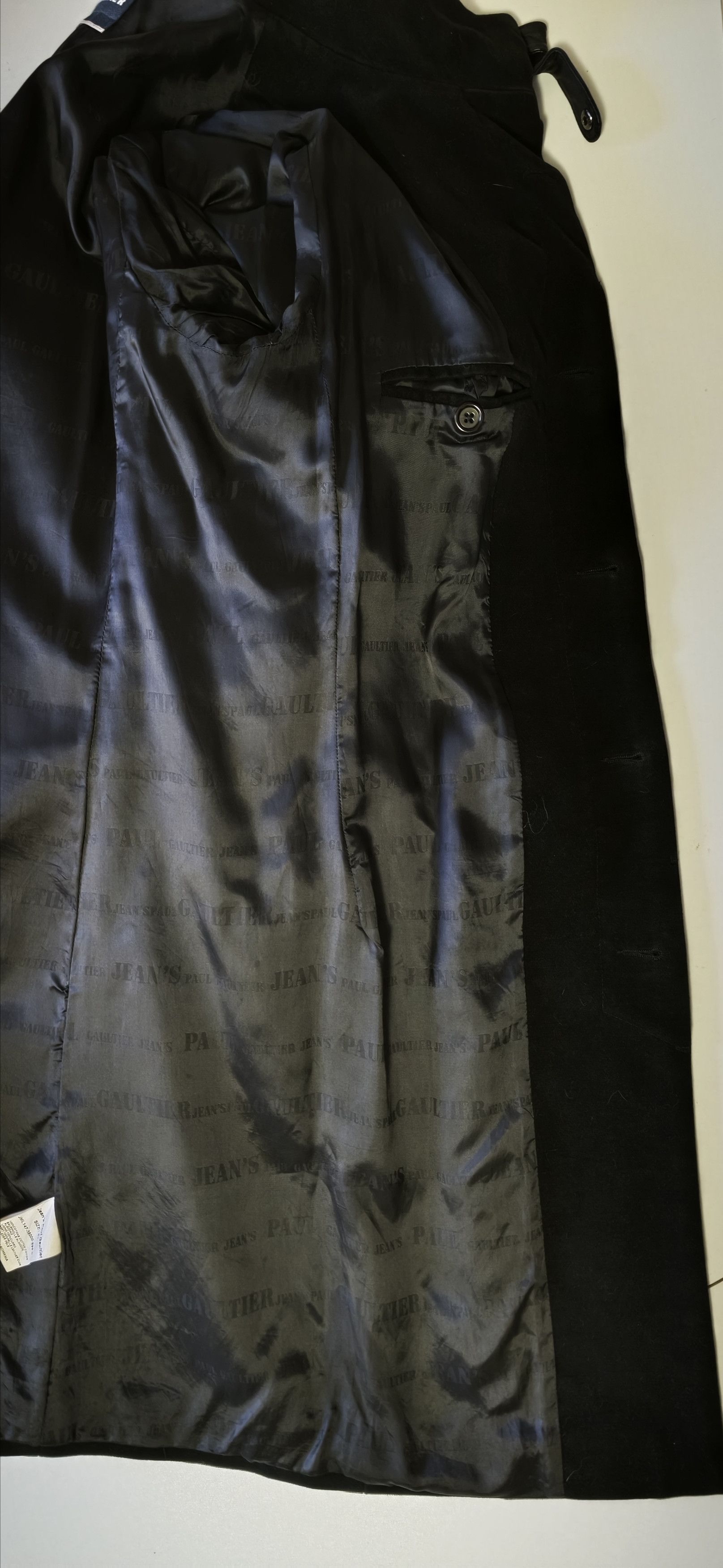 Jean Paul Gaultier Black velvet coat with black leather straps Size US L / EU 52-54 / 3 - 12 Thumbnail