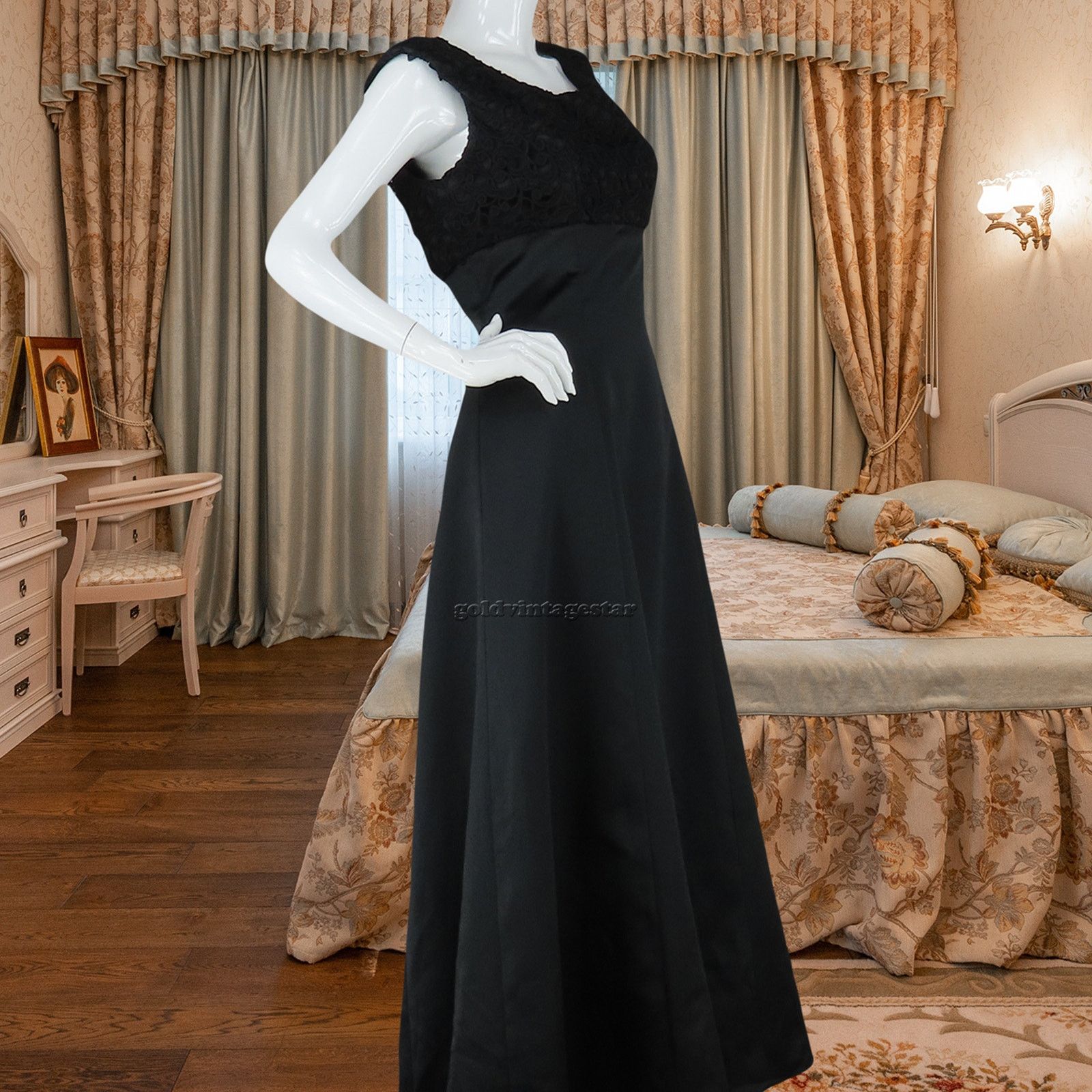 Other Elegant Vintage Black Embroidered Evening Gown Maxi Dress M Size M / US 6-8 / IT 42-44 - 2 Thumbnail