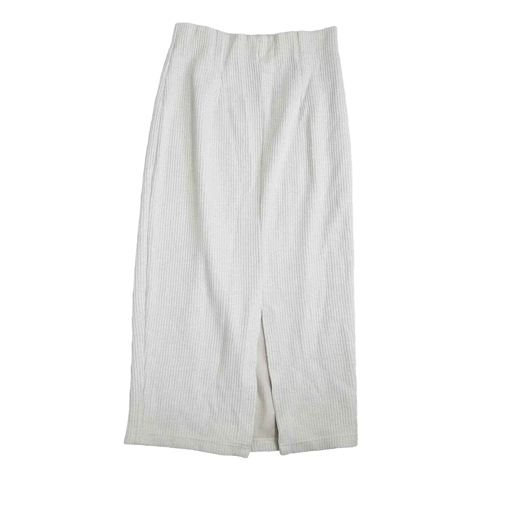Vintage VINTAGE Mix It Cream Ribbed Knit Midi Skirt S 1990s Casual Womens/Unisex? (but we must end with gender if applicable). Size 28" / US 6 / IT 42 - 2 Thumbnail