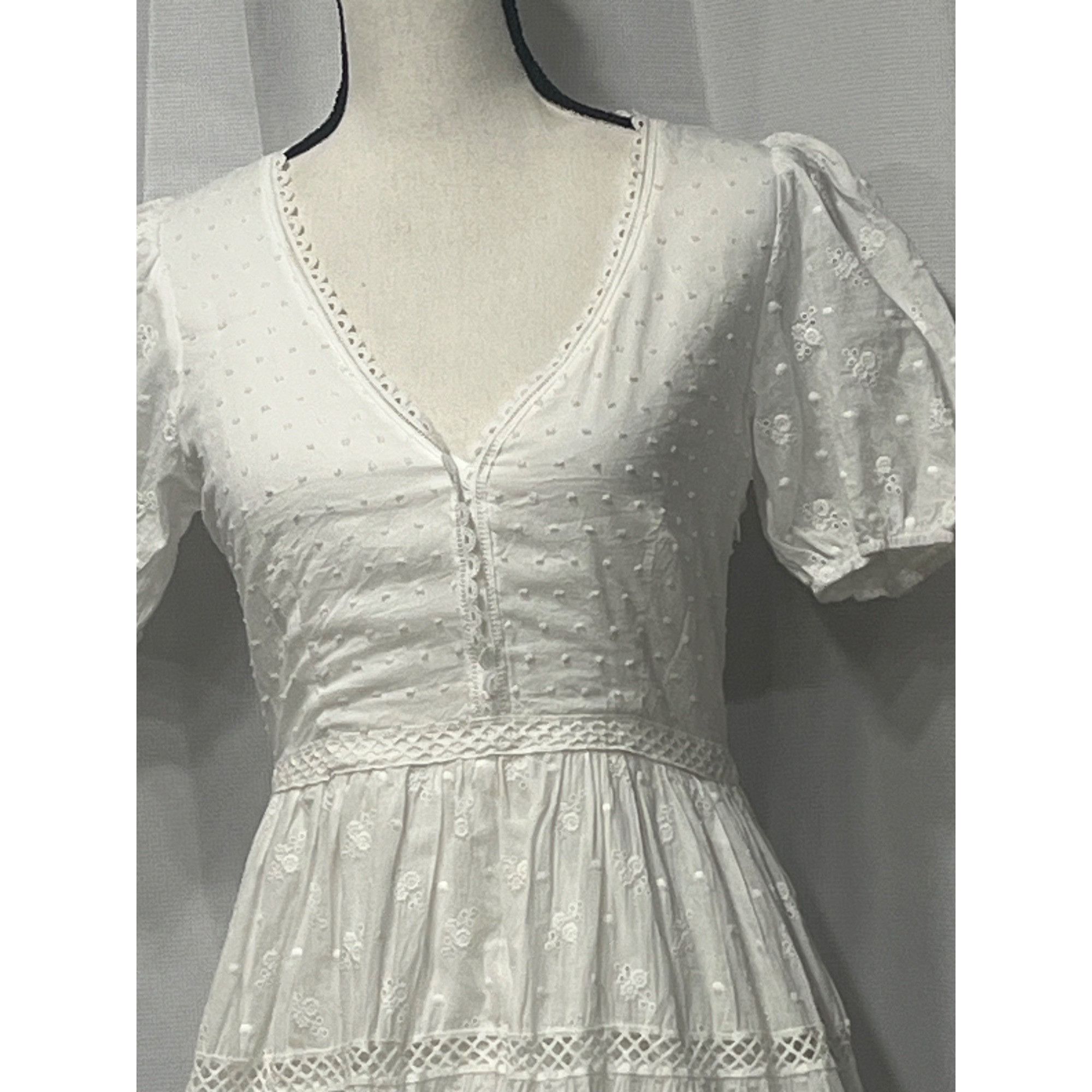 Other Lush Junior’s Puff Sleeve V-neck Tiered Dress, White, Sz. M Size M / US 6-8 / IT 42-44 - 4 Thumbnail