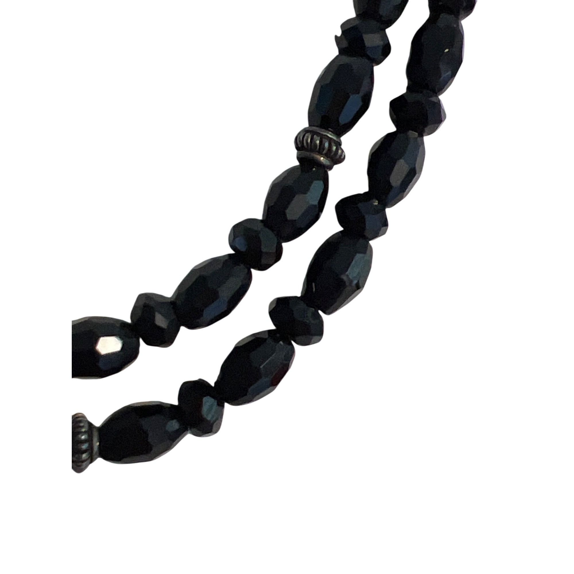 Other Vintage Black Glass Faceted Bead Necklace Double Strand Coll Size ONE SIZE - 2 Thumbnail
