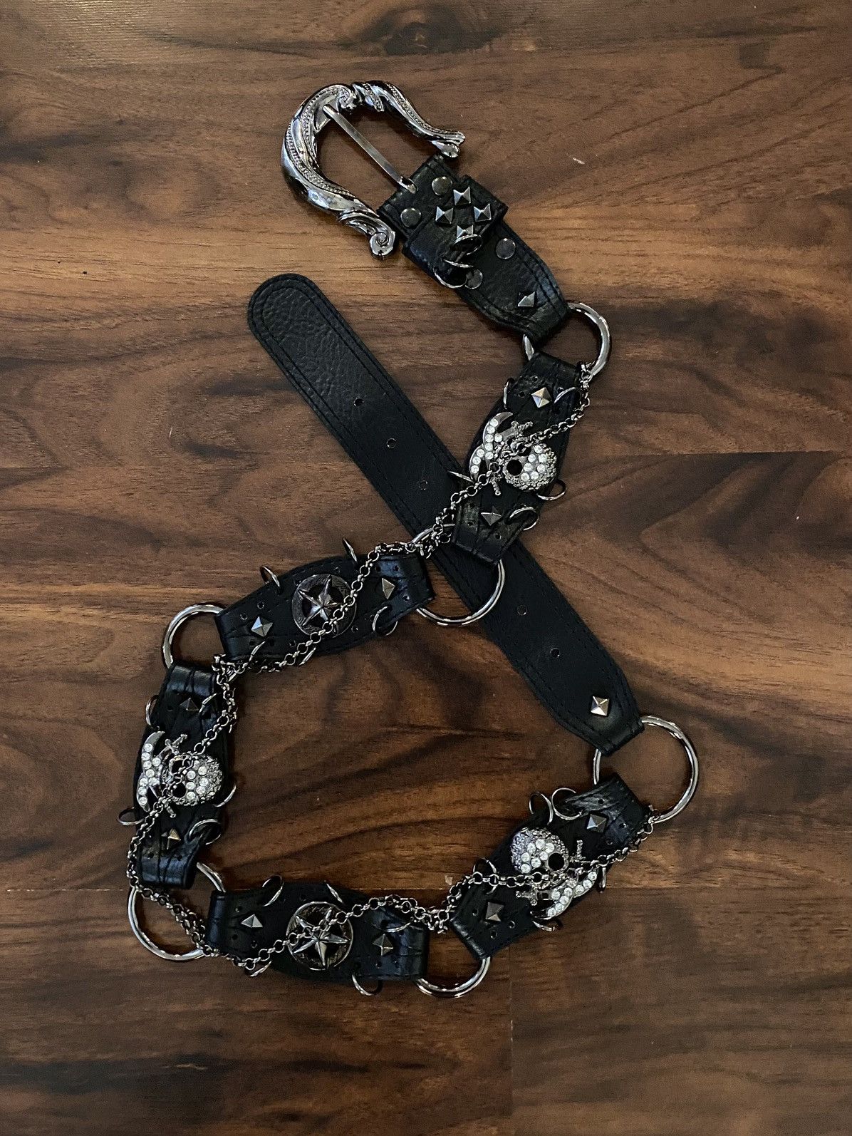 Le Grande Bleu (L.G.B.) Diavlo Black Leather Chain Belt Size ONE SIZE - 1 Thumbnail