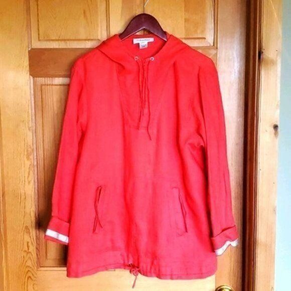 Calvin Klein Calvin Klein Sz. 14 100% Linen Pullover Hooded Cinched Jacke Size XL / US 12-14 / IT 48-50 - 1 Thumbnail