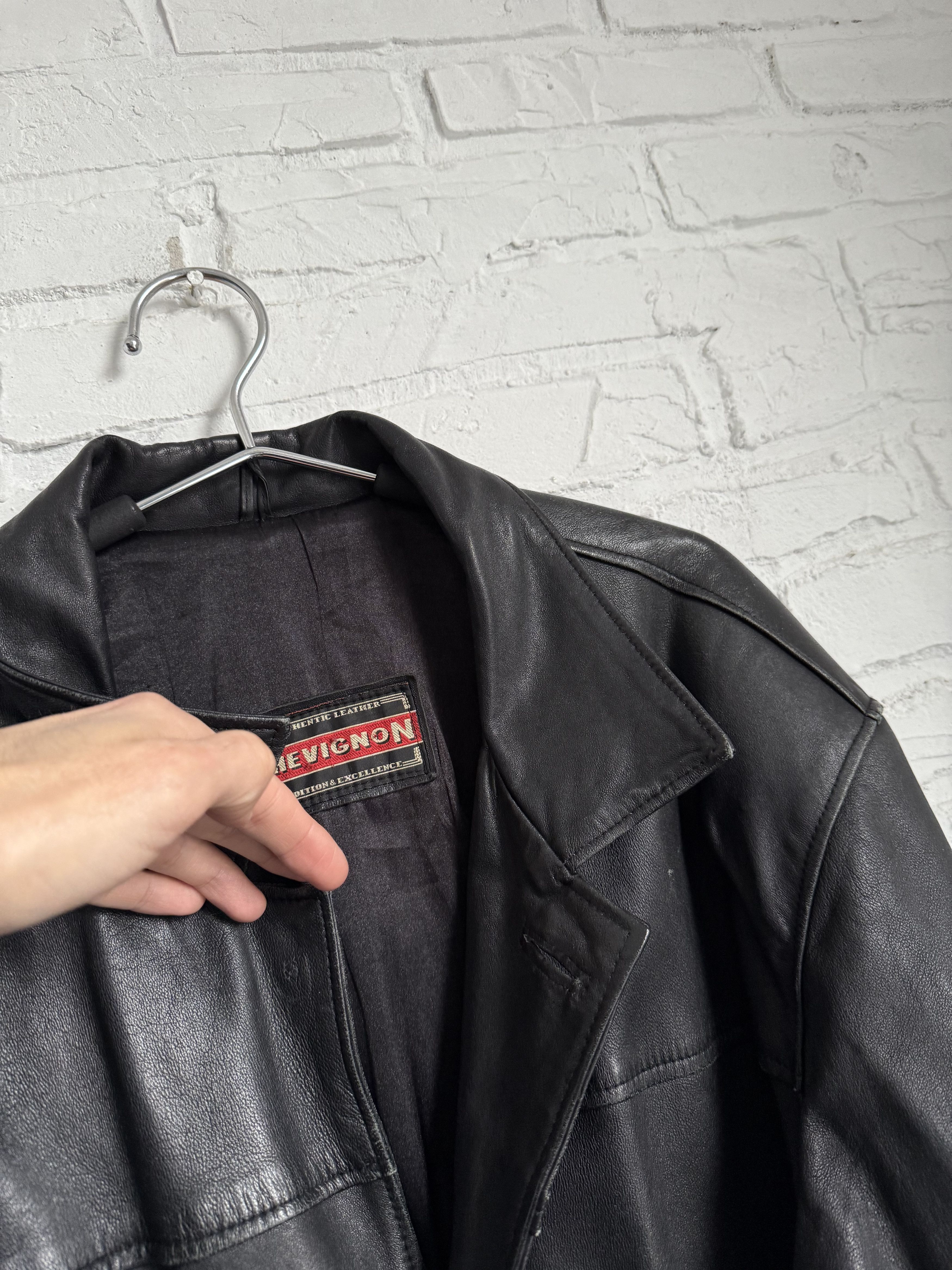 Chevignon Vintage 80s Chevignon leather coat jacket Size US XL / EU 56 / 4 - 9 Thumbnail