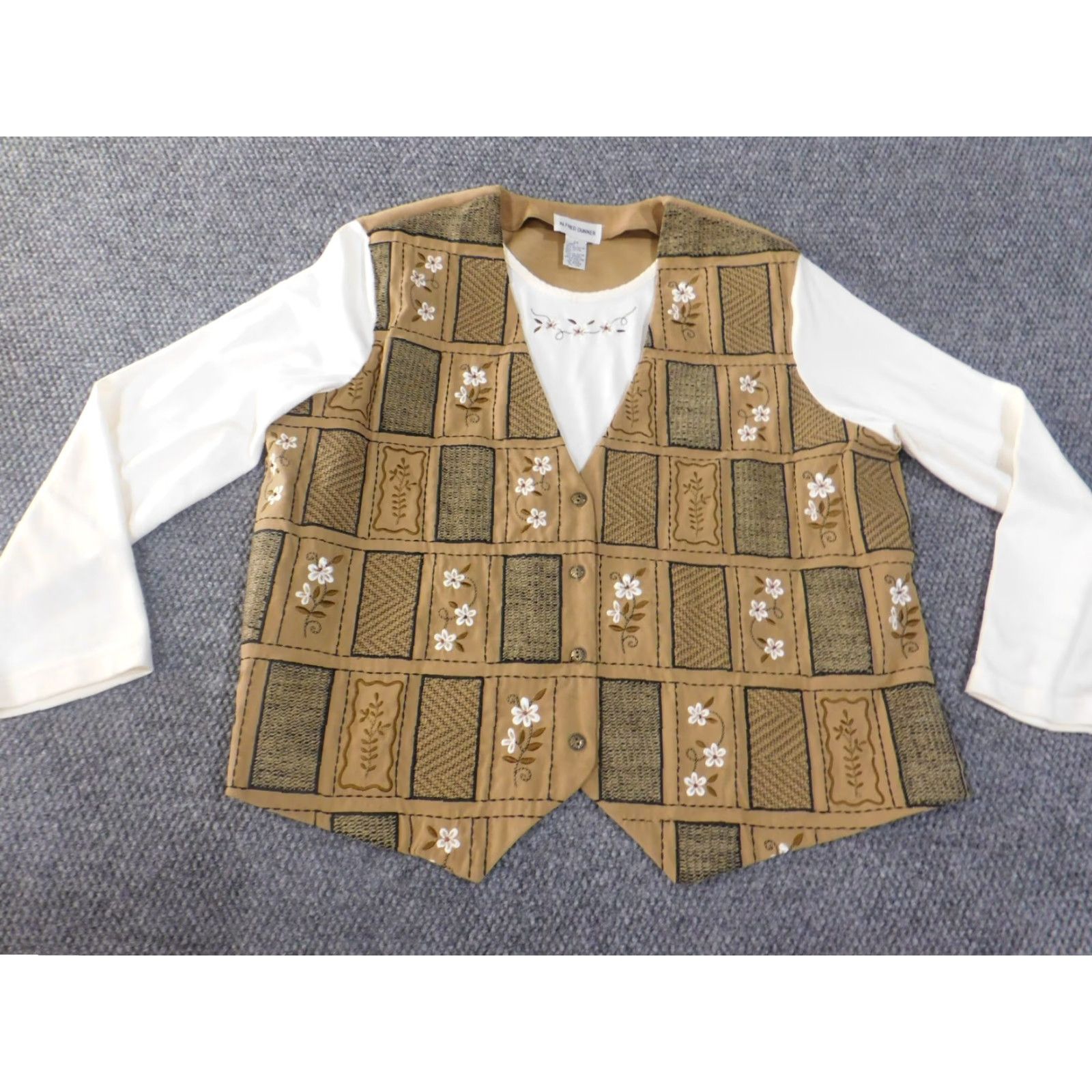 Vintage Alfred Dunner Shirt Womens 2X Brown Floral Plaid Button-Up Cotton Plus Size Casual Knit Vintage No Size XXL / US 16-18 / IT 52-54 - 3 Thumbnail