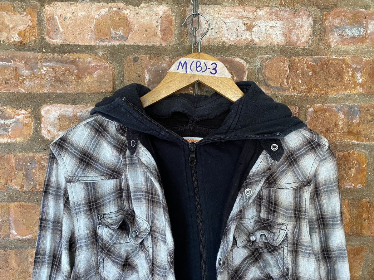 5351 POUR LES HOMMES 2000s Nicole Hybrid shadow Flannel removable hoodie Size US M / EU 48-50 / 2 - 3 Thumbnail