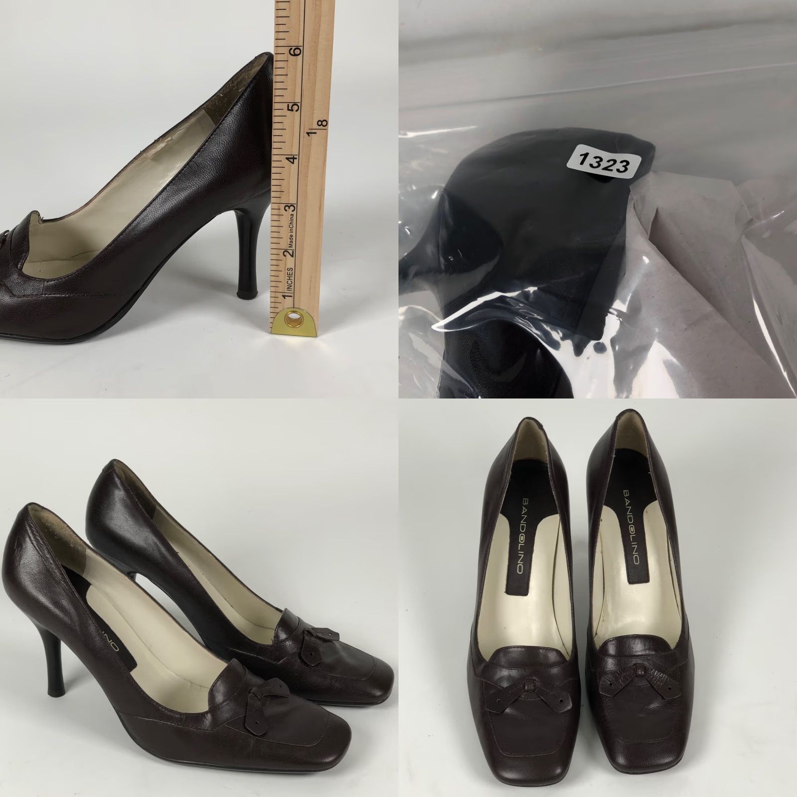Vintage VINTAGE Bandolino Womens Pumps Brown Leather Bow Square Toe Heels 8 M Clampbow? Size US 8 / IT 38 - 9 Thumbnail