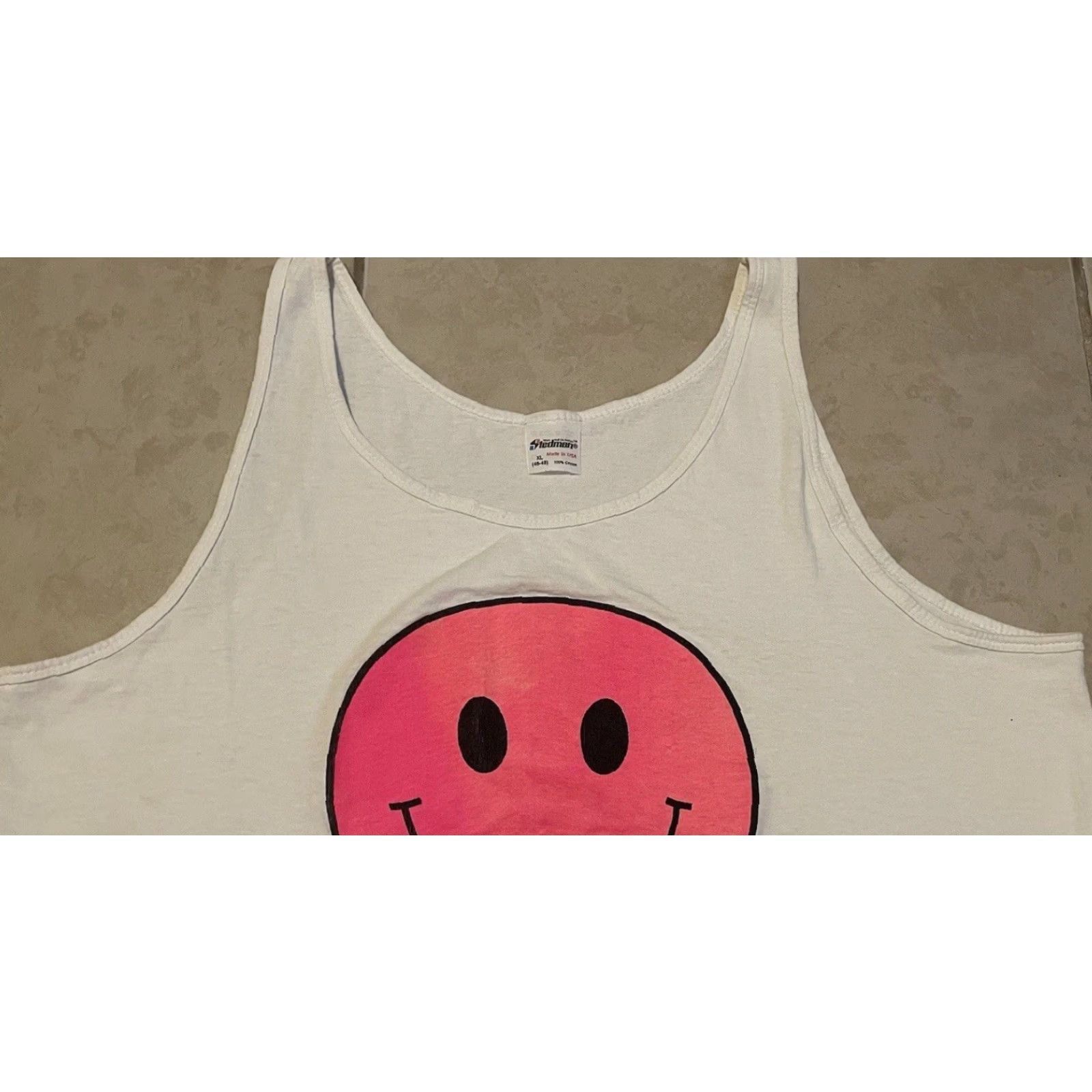 Vintage VINTAGE Smiley Face Faded Tank Top Shirt M White USA Surf 80s 90s Grunge Vaporwave Mens Size US M / EU 48-50 / 2 - 7 Thumbnail