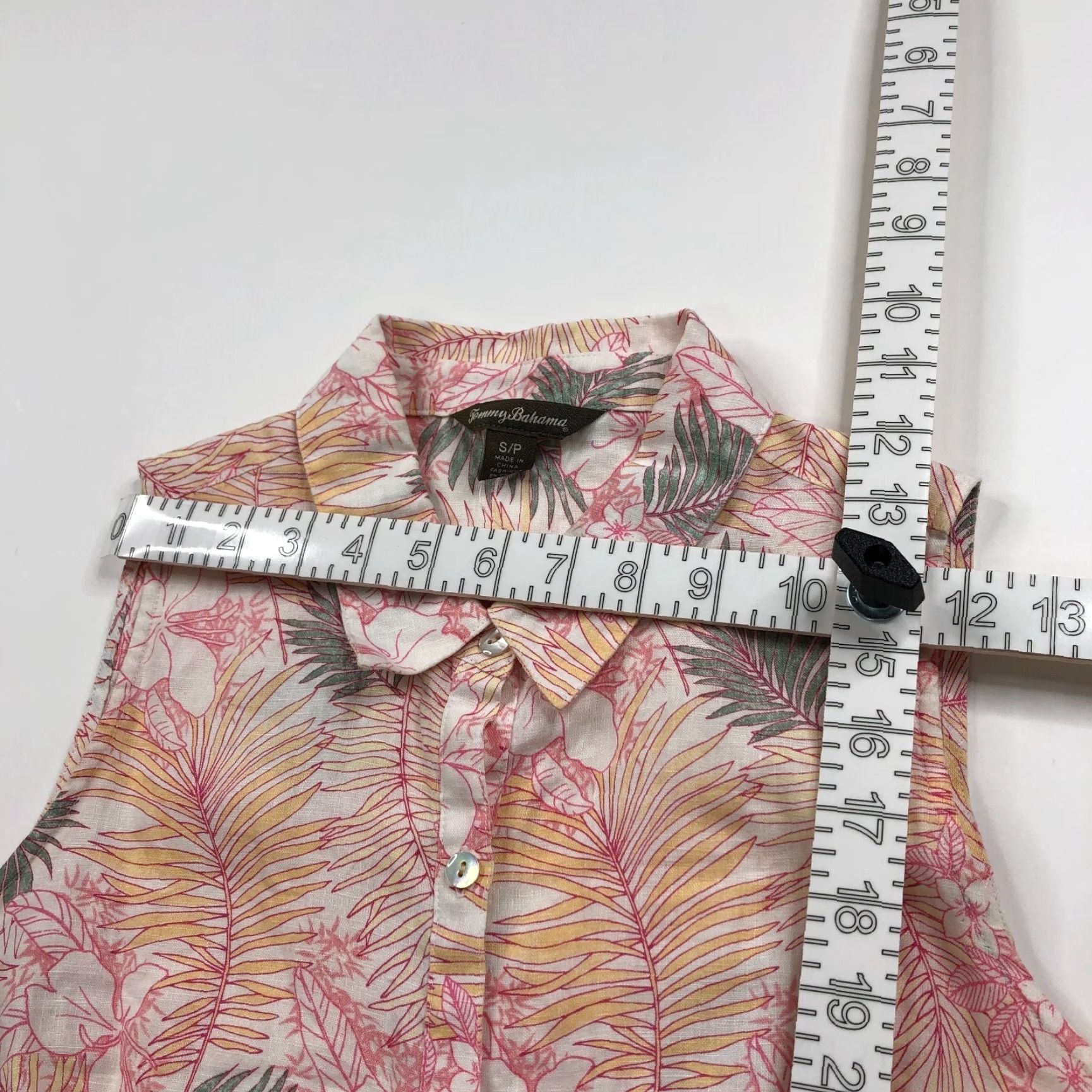 Tommy Bahama Tommy Bahama Dress Shirt? No, Floral Linen A-Line Short Dress Orange MINT Womens S Small 100% Linen Button Above Knee Sleeveless Casual Vintage No Size S / US 4 / IT 40 - 7 Thumbnail