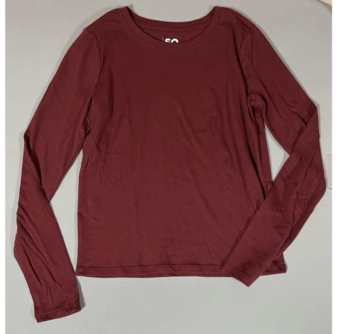 Sonoma Red Solid Long Sleeve Crewneck T-Shirt Top Blouse Tee XS ♥️✨ Size XS / US 0-2 / IT 36-38 - 1 Thumbnail